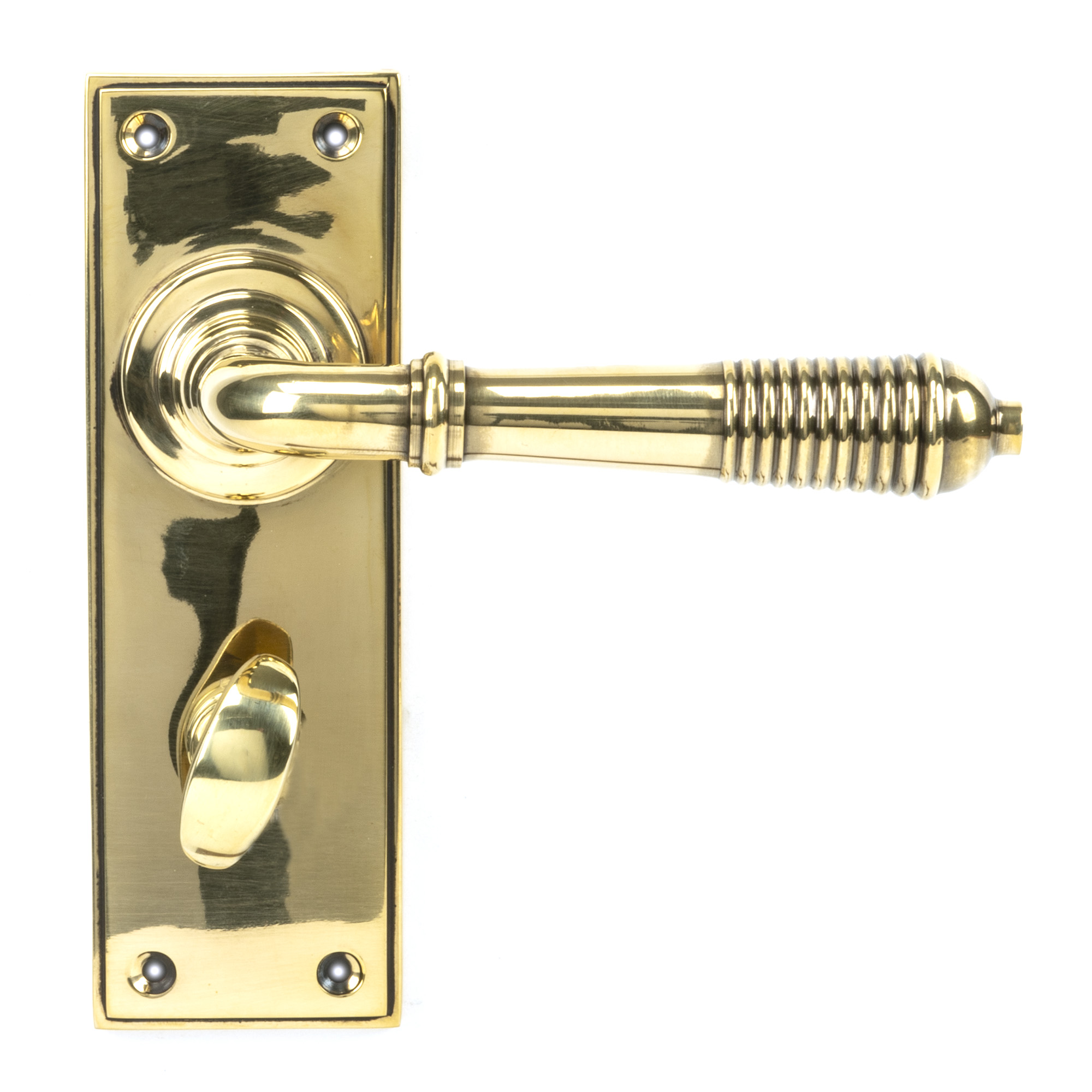 Aged Brass Reeded Lever Bathroom Set