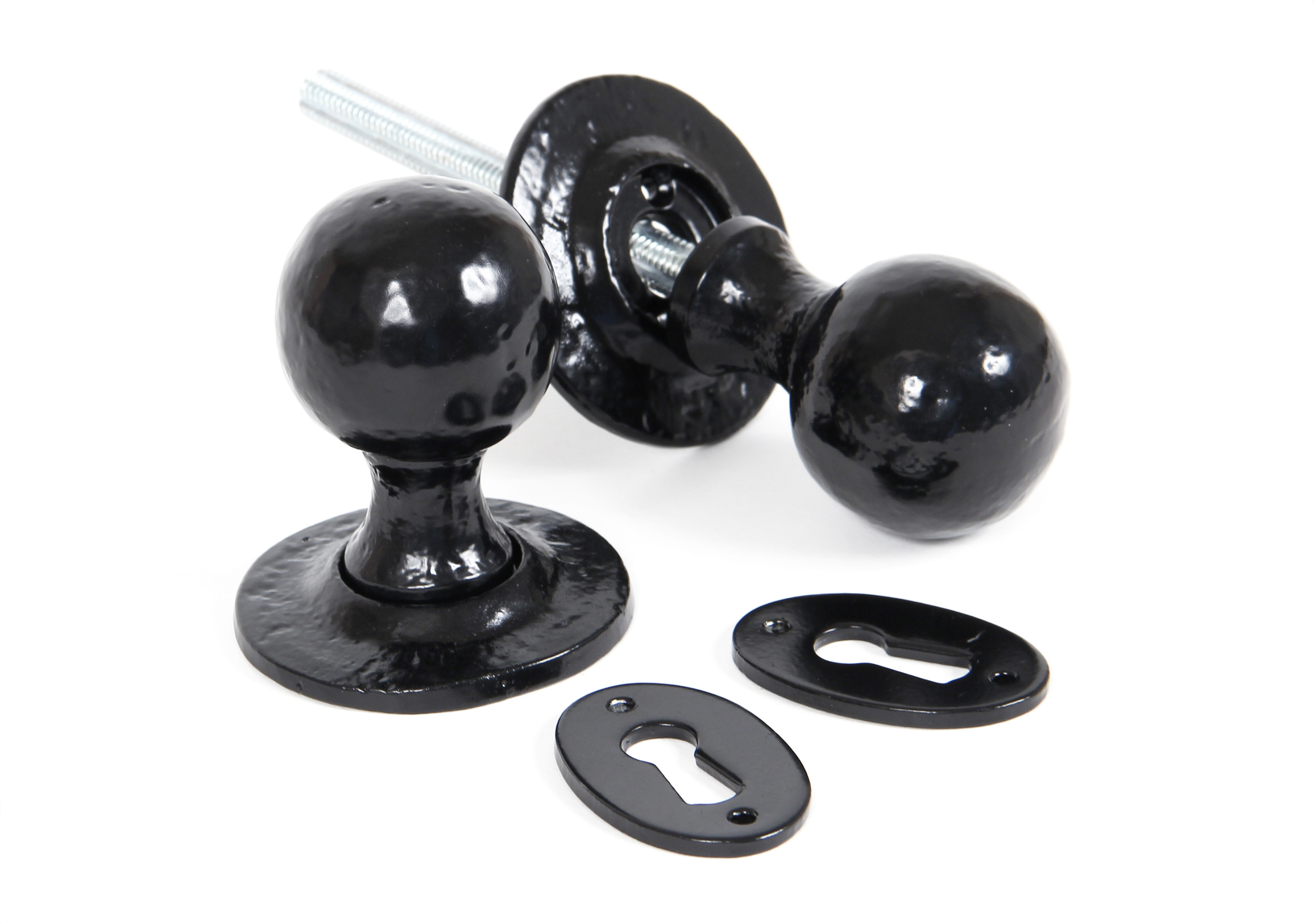 Black Round Mortice/Rim Knob Set