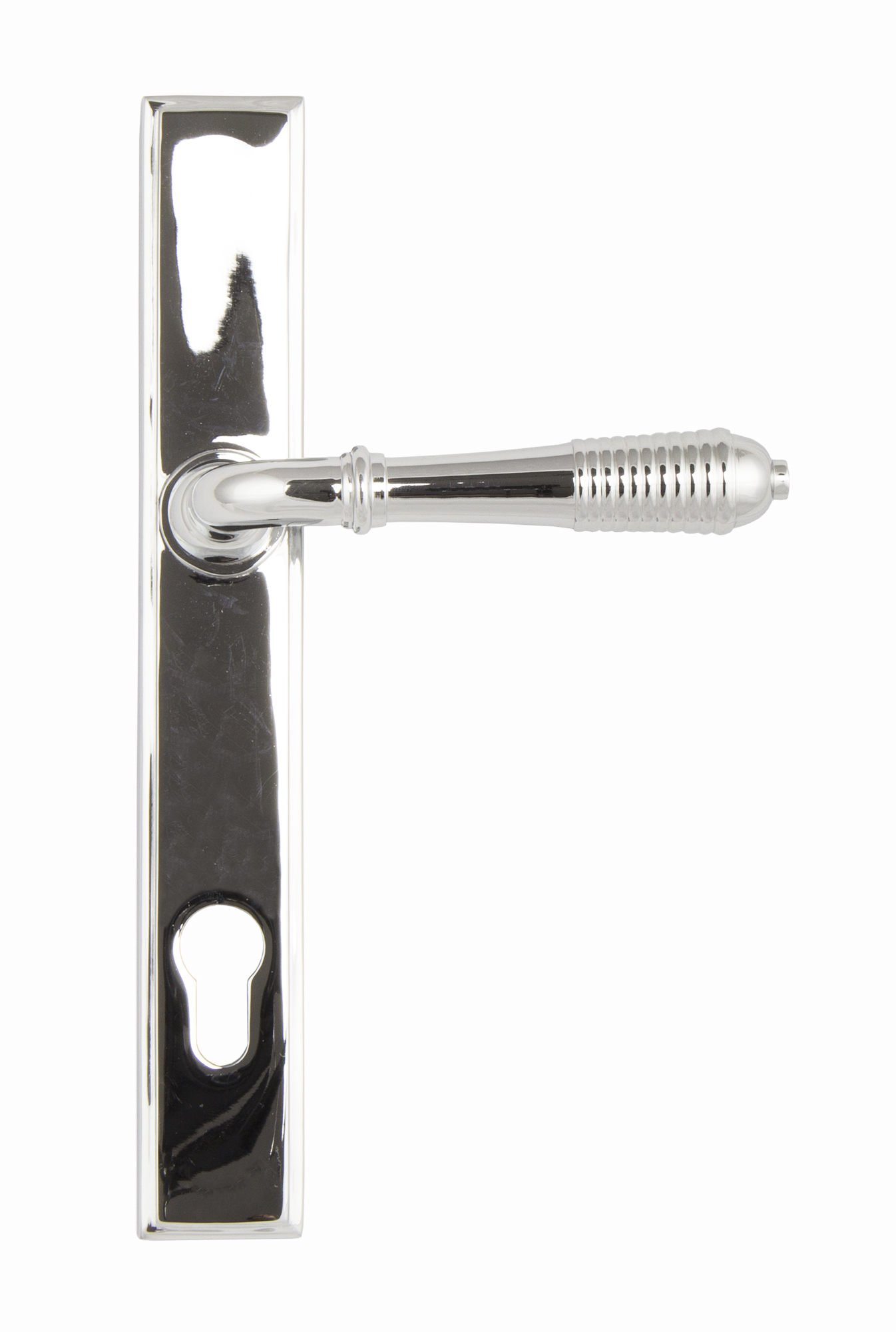 Polished Chrome Reeded Slimline Lever Espag. Lock Set