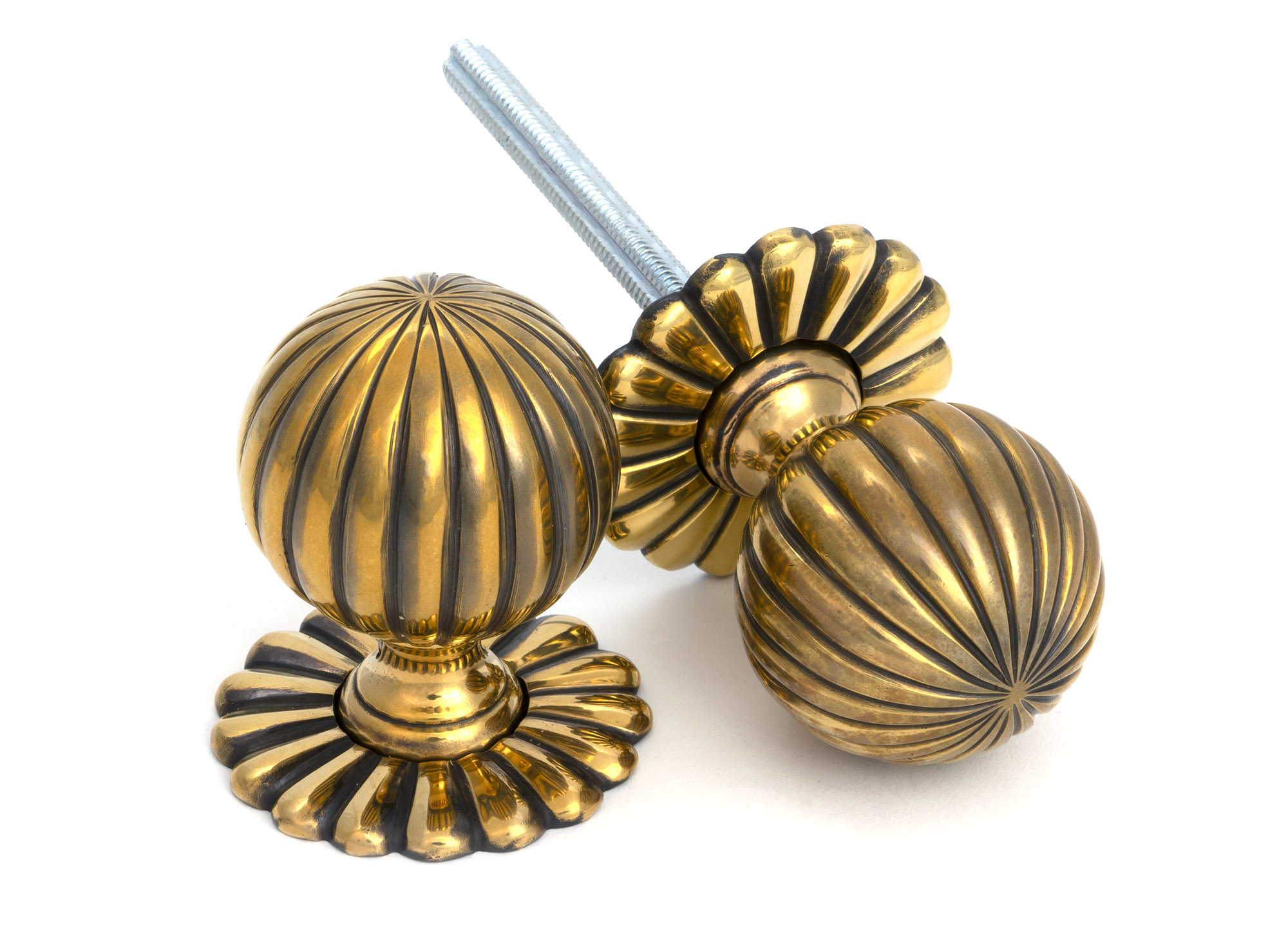 Aged Brass Flower Mortice/Rim Knob Set
