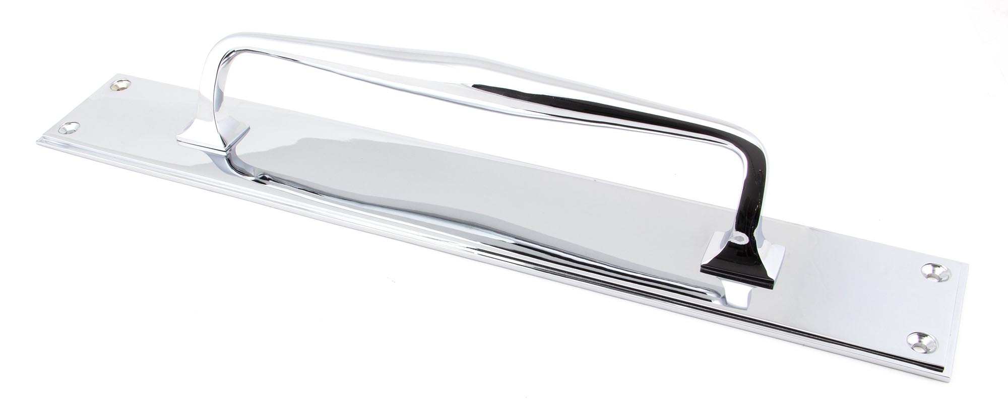 Polished Chrome 425mm Art Deco Pull Handle on Backplate