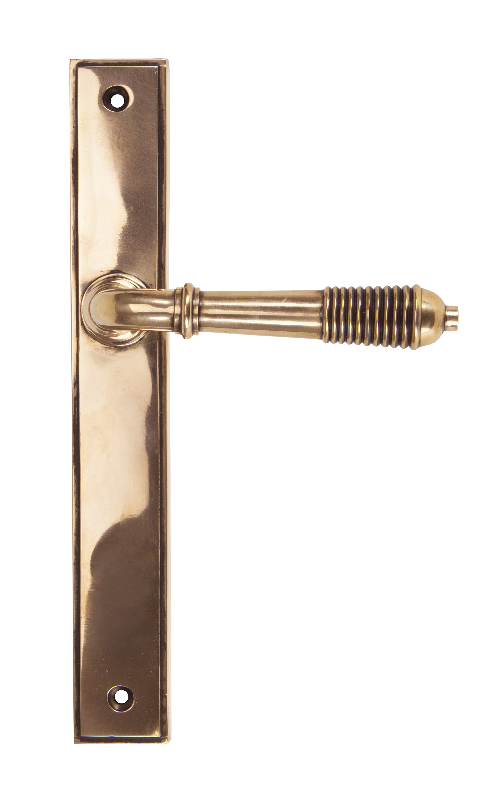 Polished Bronze Reeded Slimline Lever Espag. Latch Set