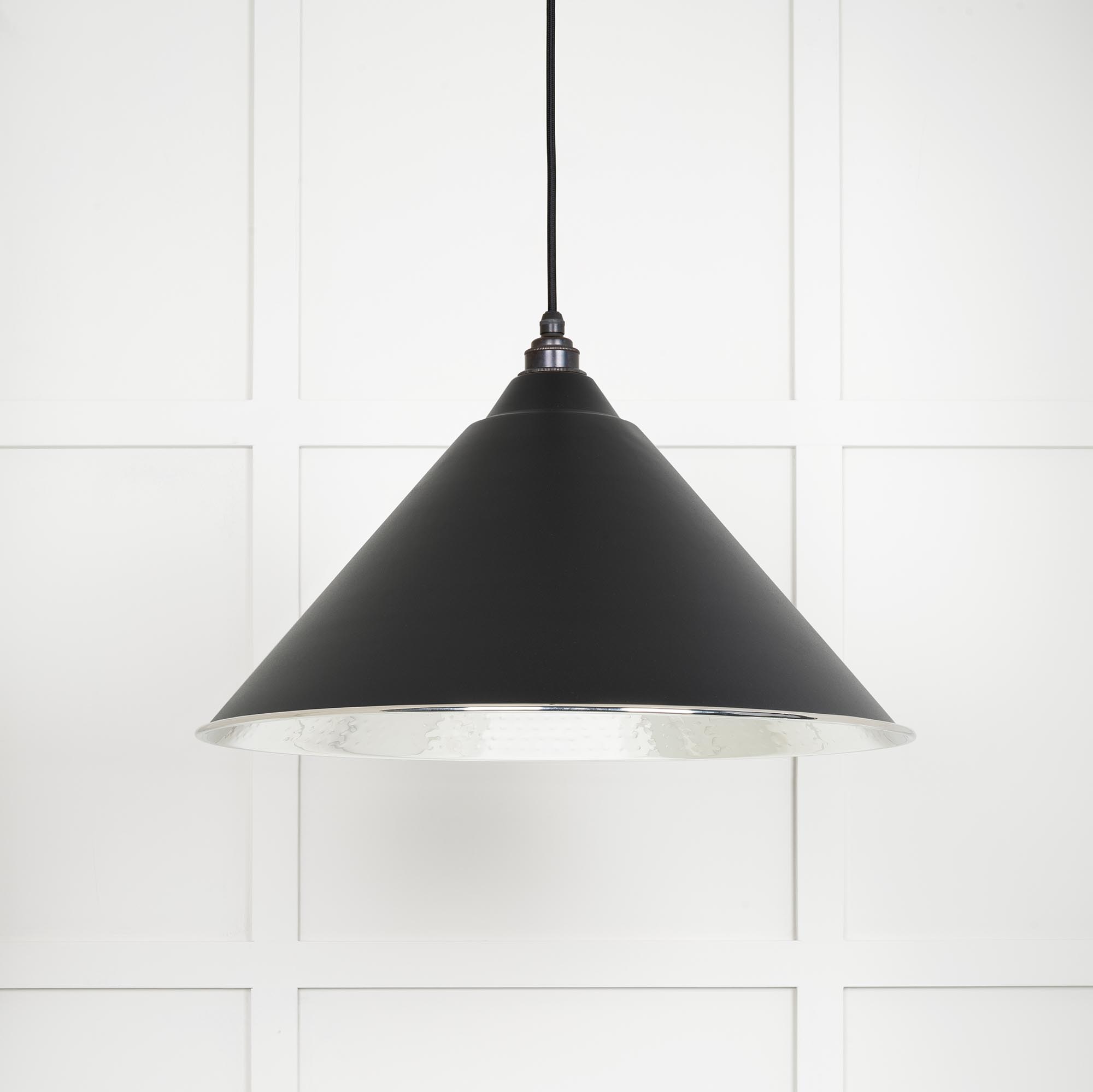 Hammered Nickel Hockley Pendant in Elan Black