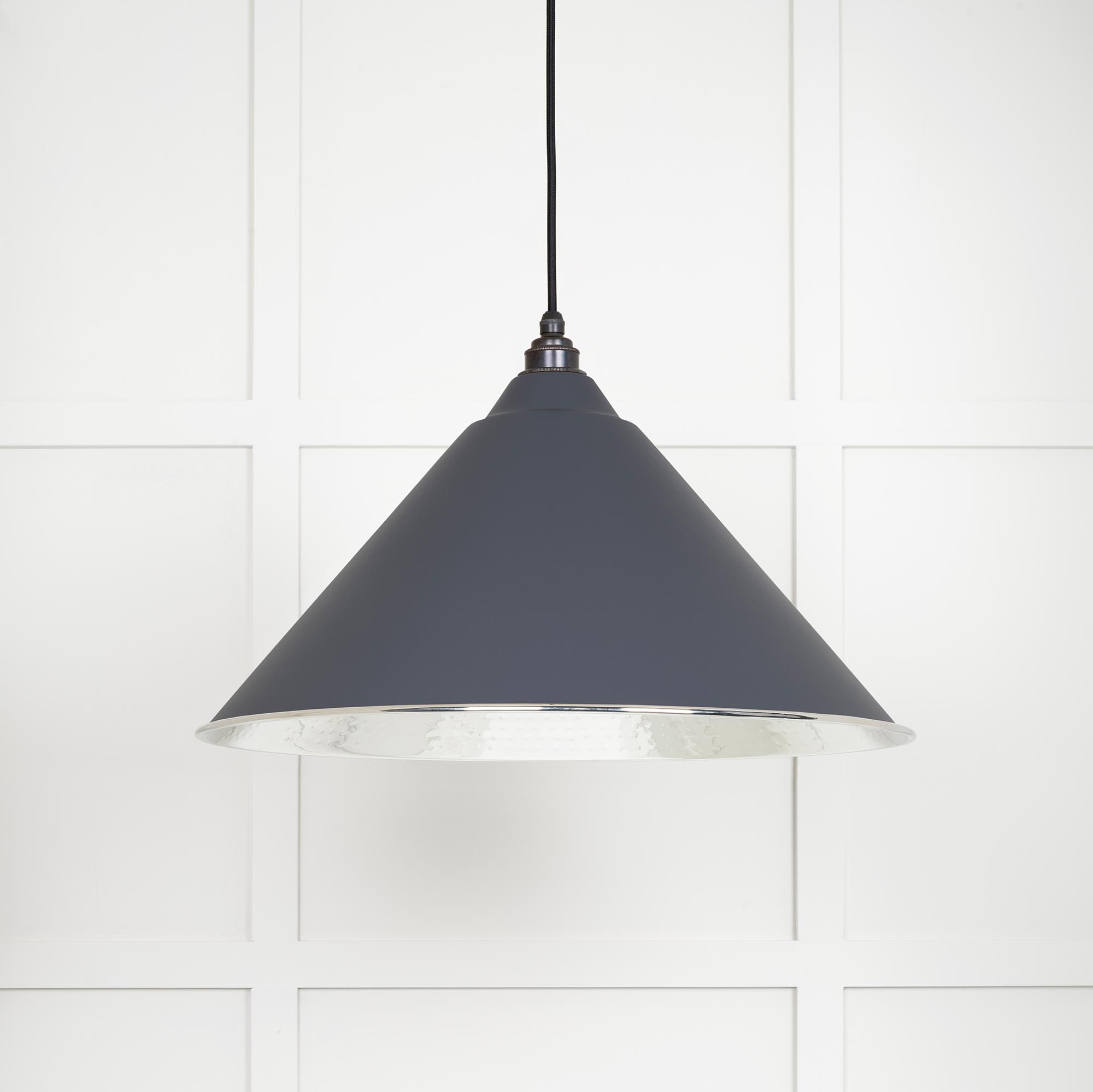 Hammered Nickel Hockley Pendant in Slate