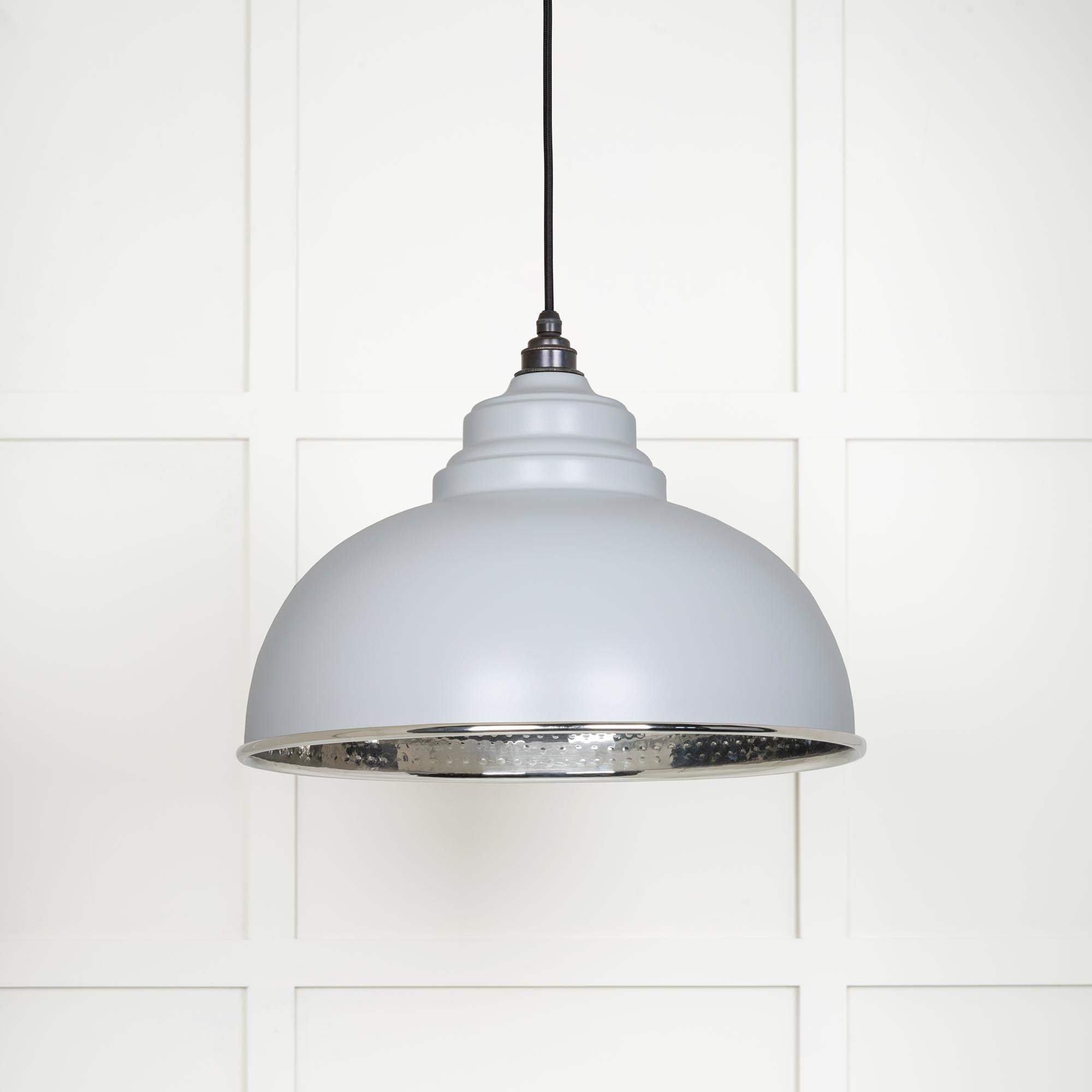 Hammered Nickel Harborne Pendant in Birch