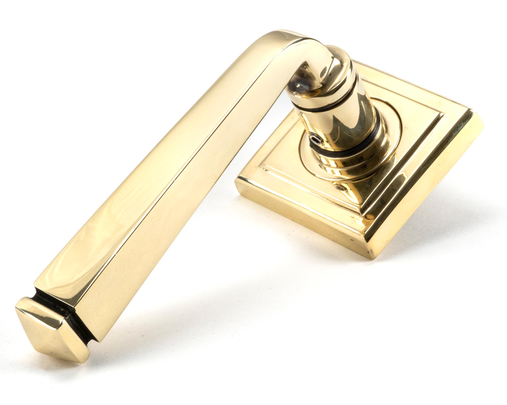 Aged Brass Avon Round Lever on Rose Set (Square)