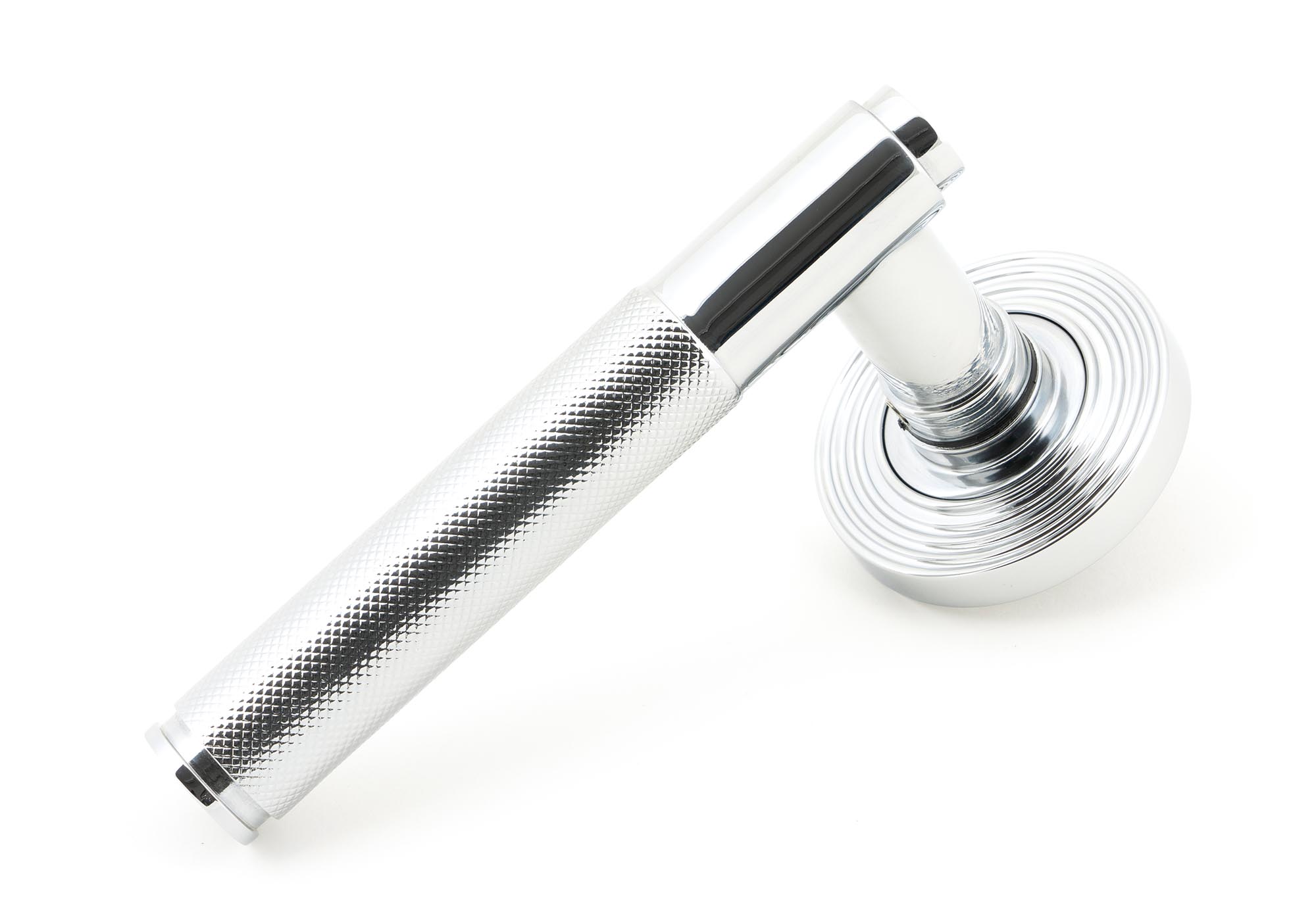 Polished Chrome Brompton Lever on Rose Set (Beehive)