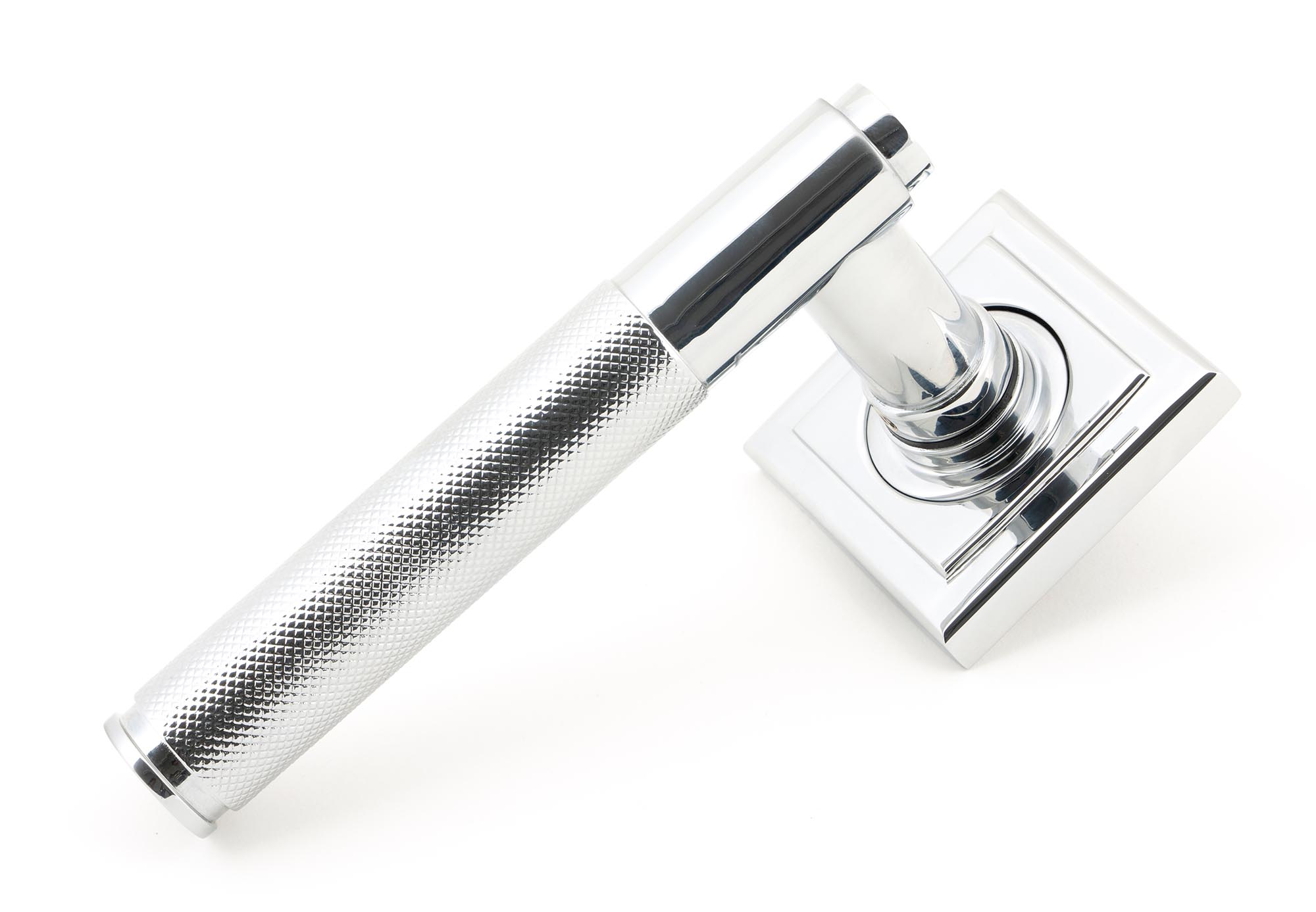 Polished Chrome Brompton Lever on Rose Set (Square)