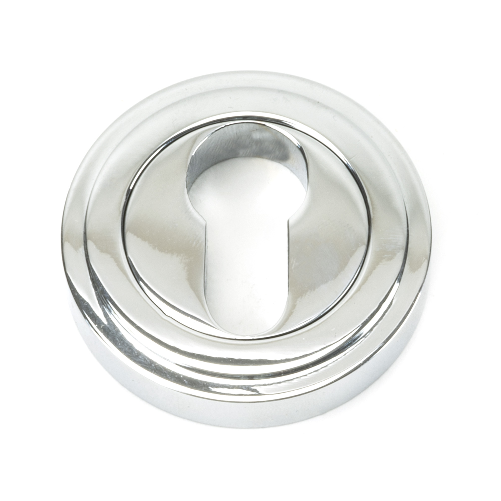 Polished Chrome Round Euro Escutcheon (Art Deco)