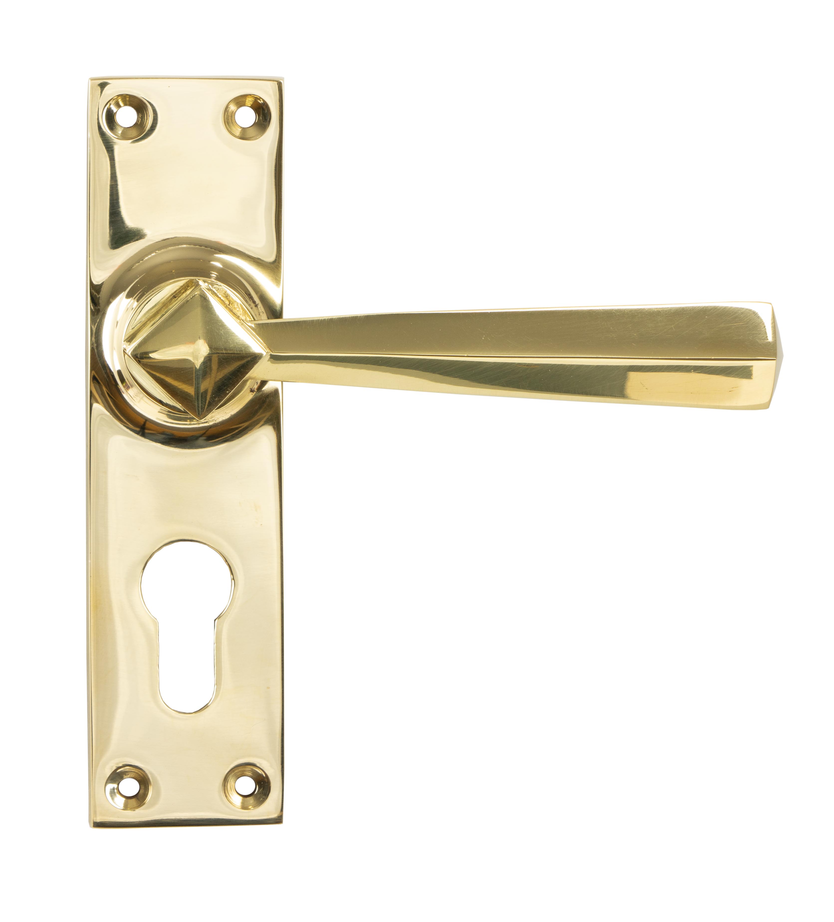 Polished Brass Straight Lever Euro Lock Set