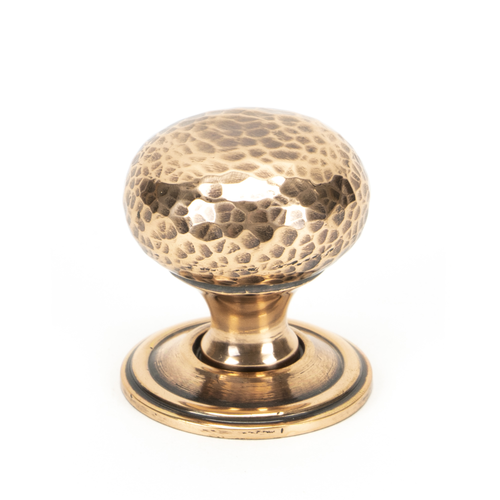 Polished Bronze Hammered Mushroom Cabinet Knob 32mm