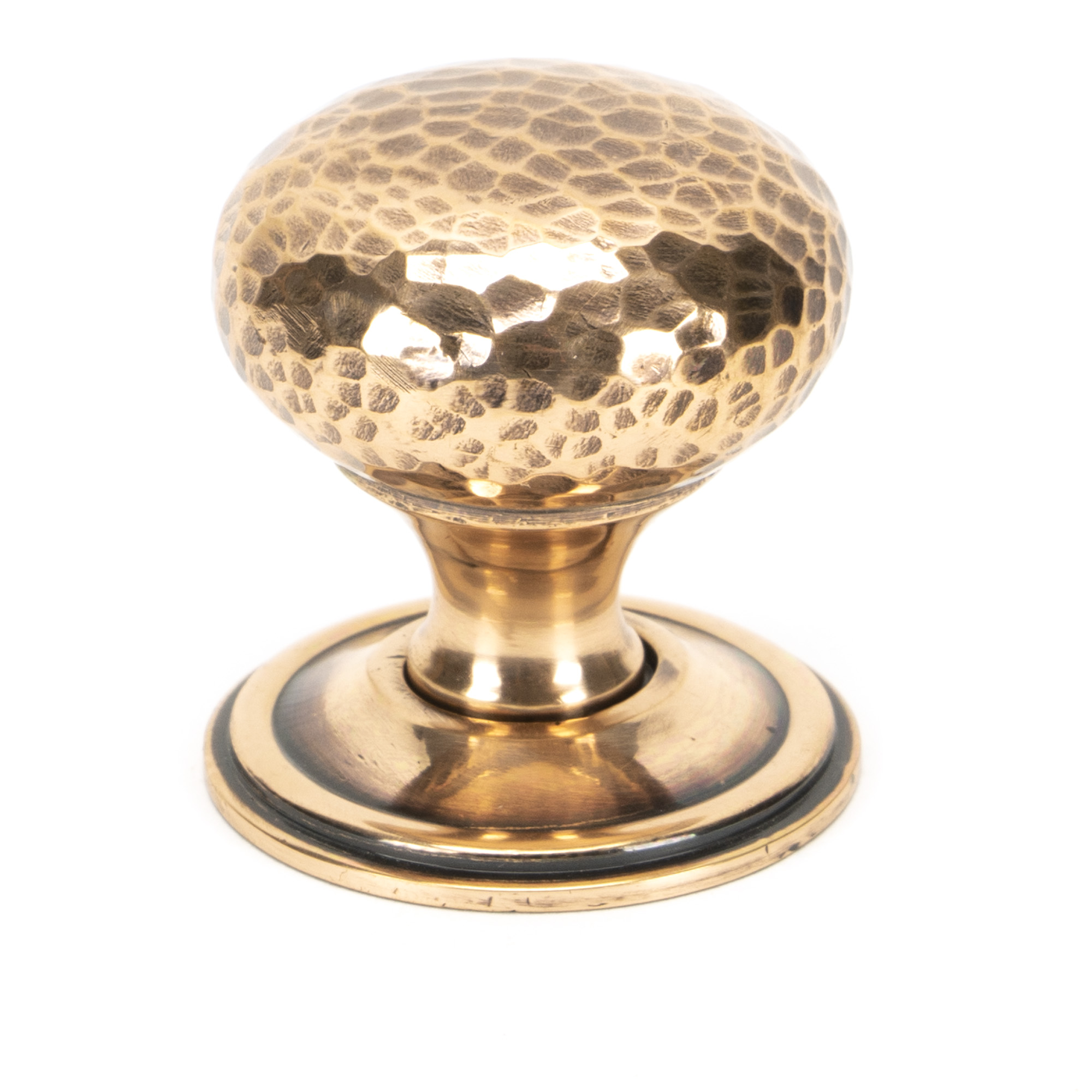 Polished Bronze Hammered Mushroom Cabinet Knob 38mm
