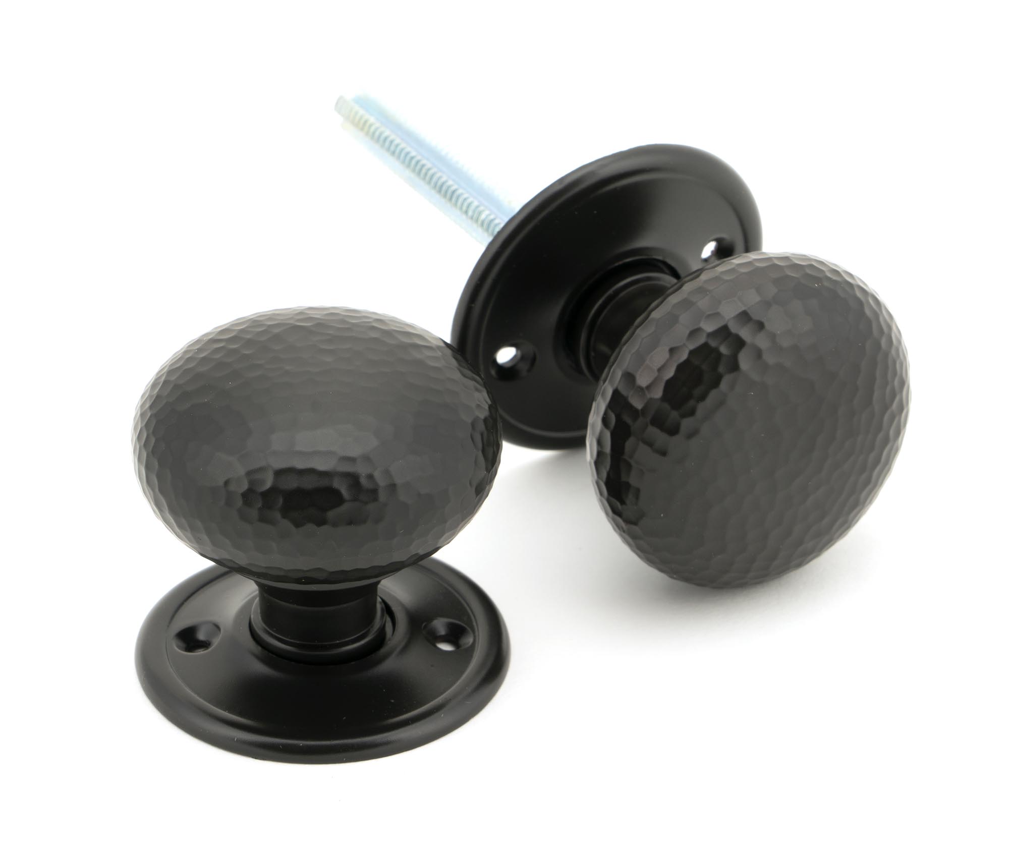 Aged Bronze Hammered Mushroom Mortice/Rim Knob Set