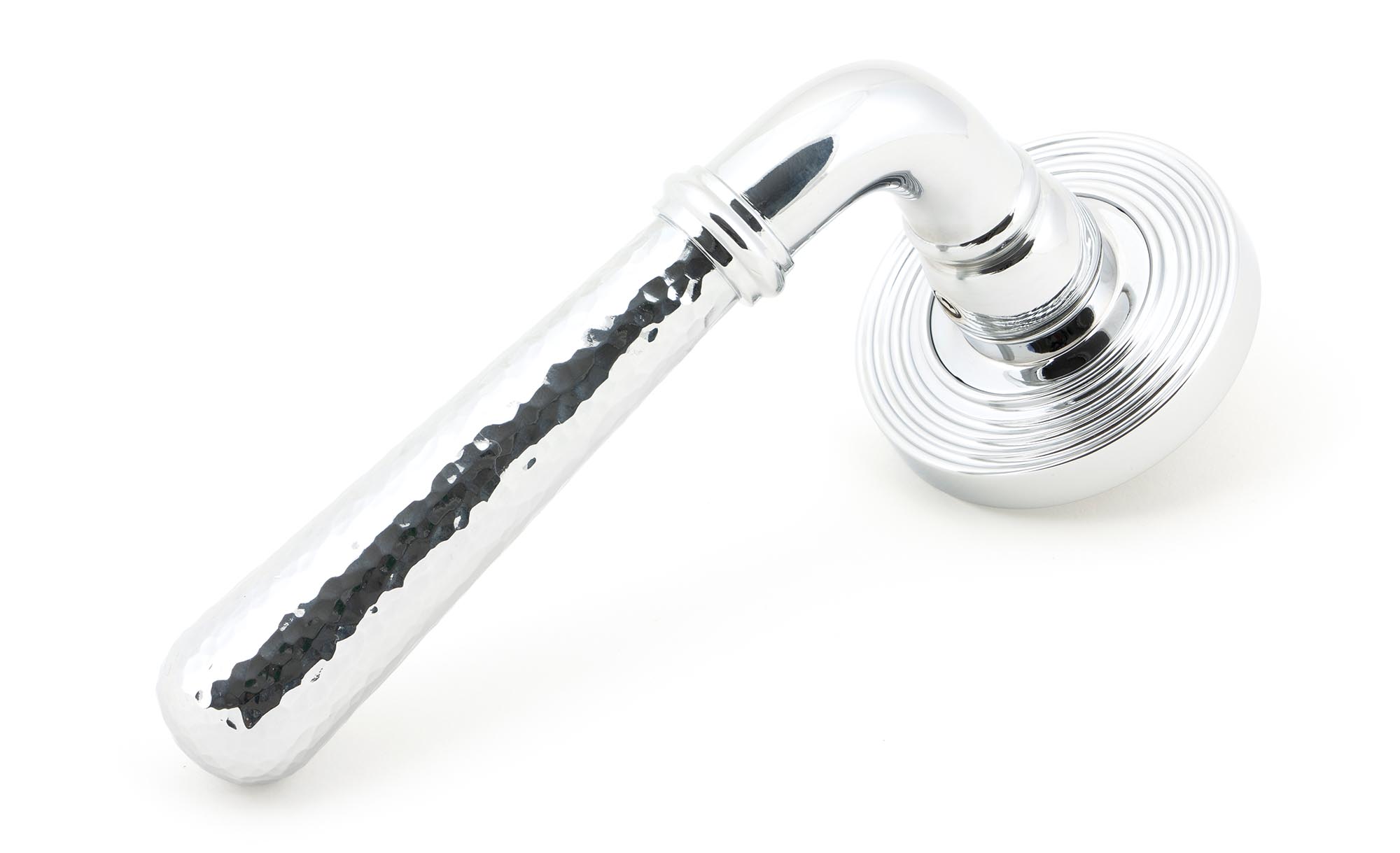 Polished Chrome Hammered Newbury Lever on Rose Set (Beehive)