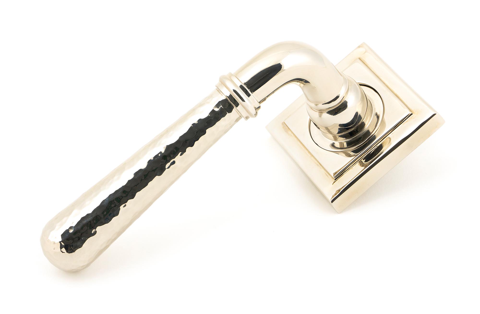 Polished Nickel Hammered Newbury Lever on Rose Set (Square)