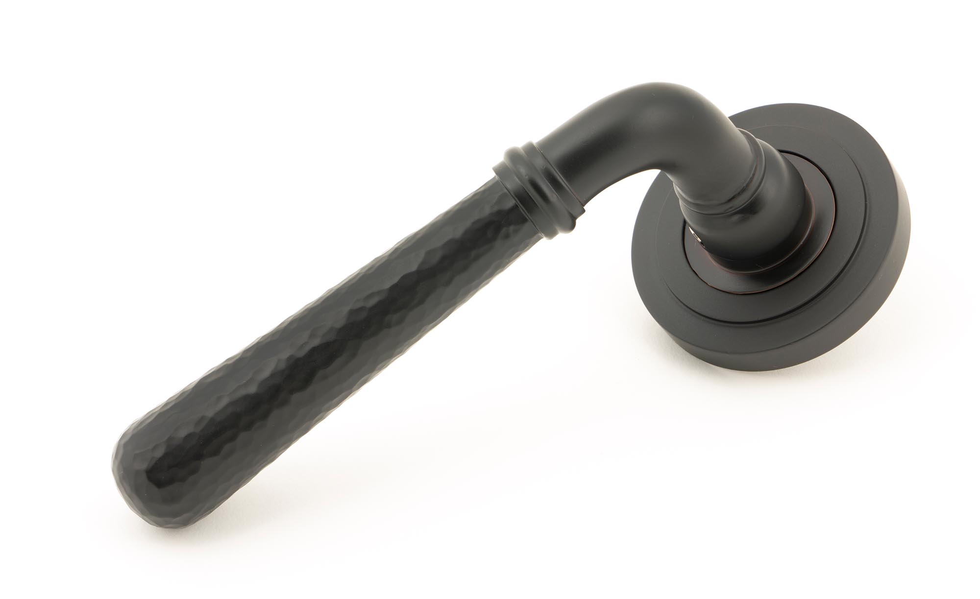 Aged Bronze Hammered Newbury Lever on Rose Set (Art Deco)