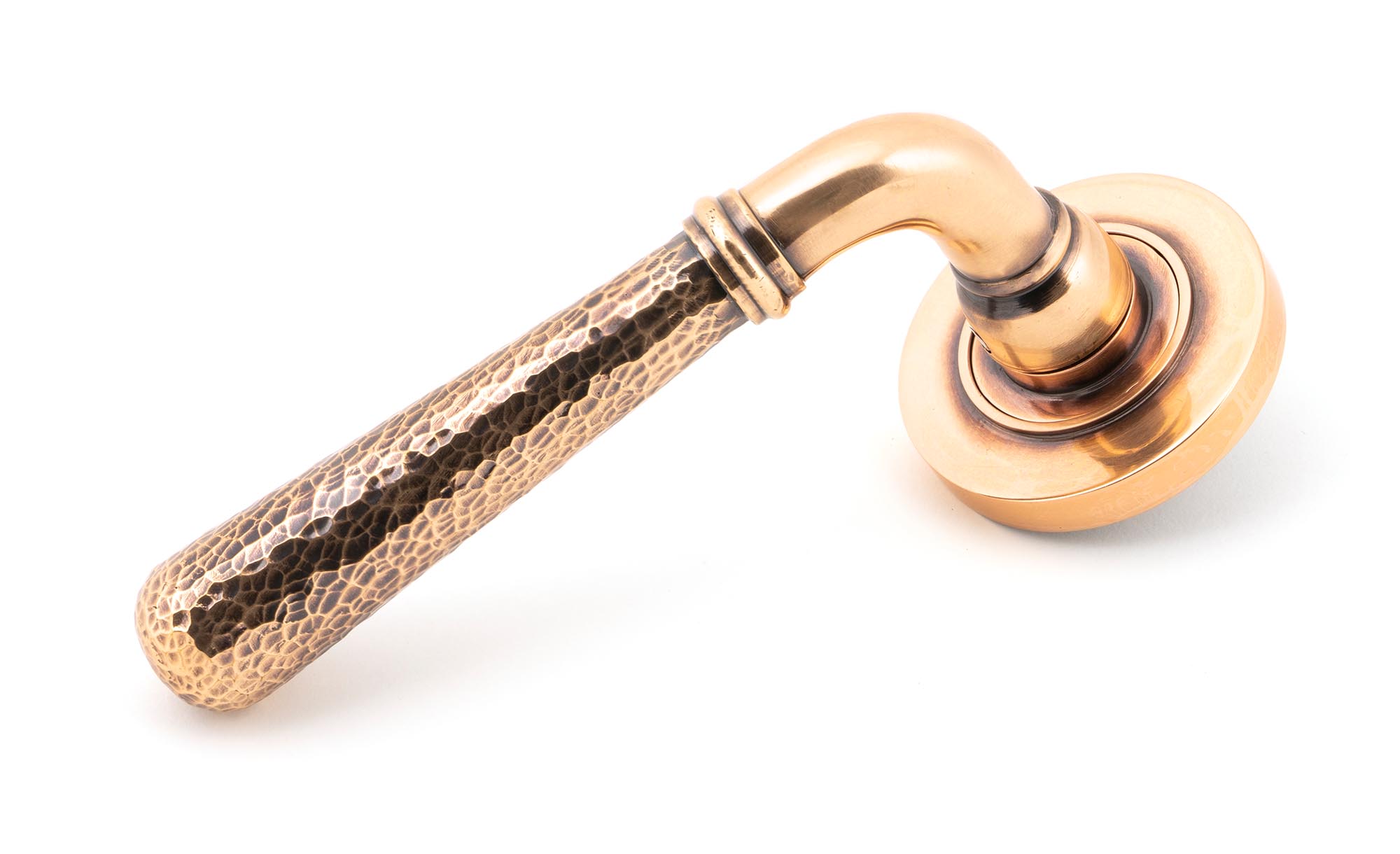 Polished Bronze Hammered Newbury Lever on Rose Set (Plain)