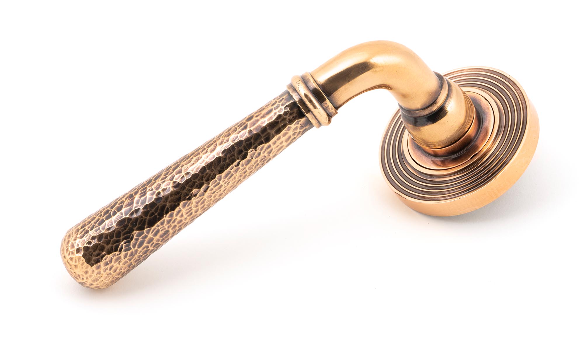 Polished Bronze Hammered Newbury Lever on Rose Set (Beehive)