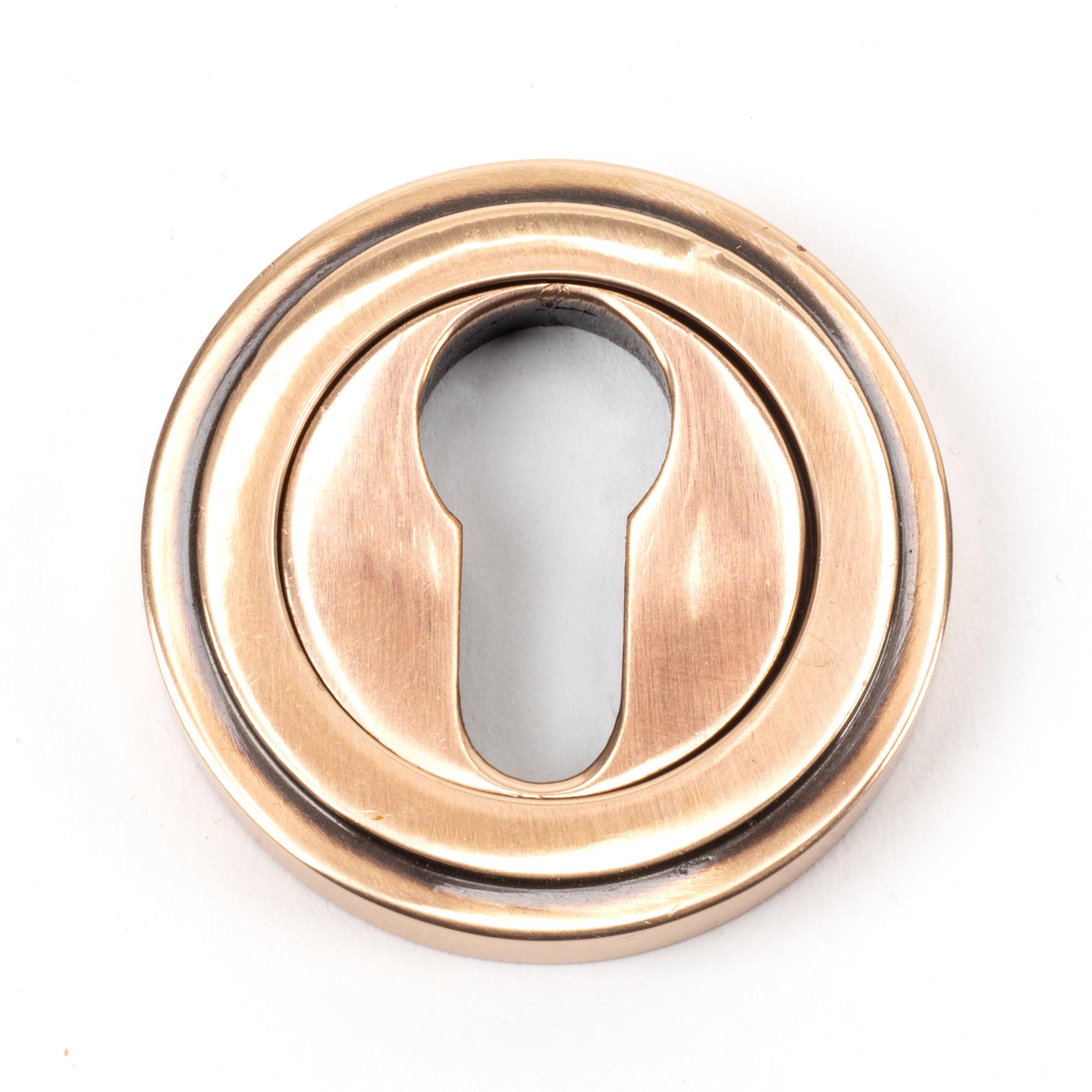 Polished Bronze Round Euro Escutcheon (Art Deco)