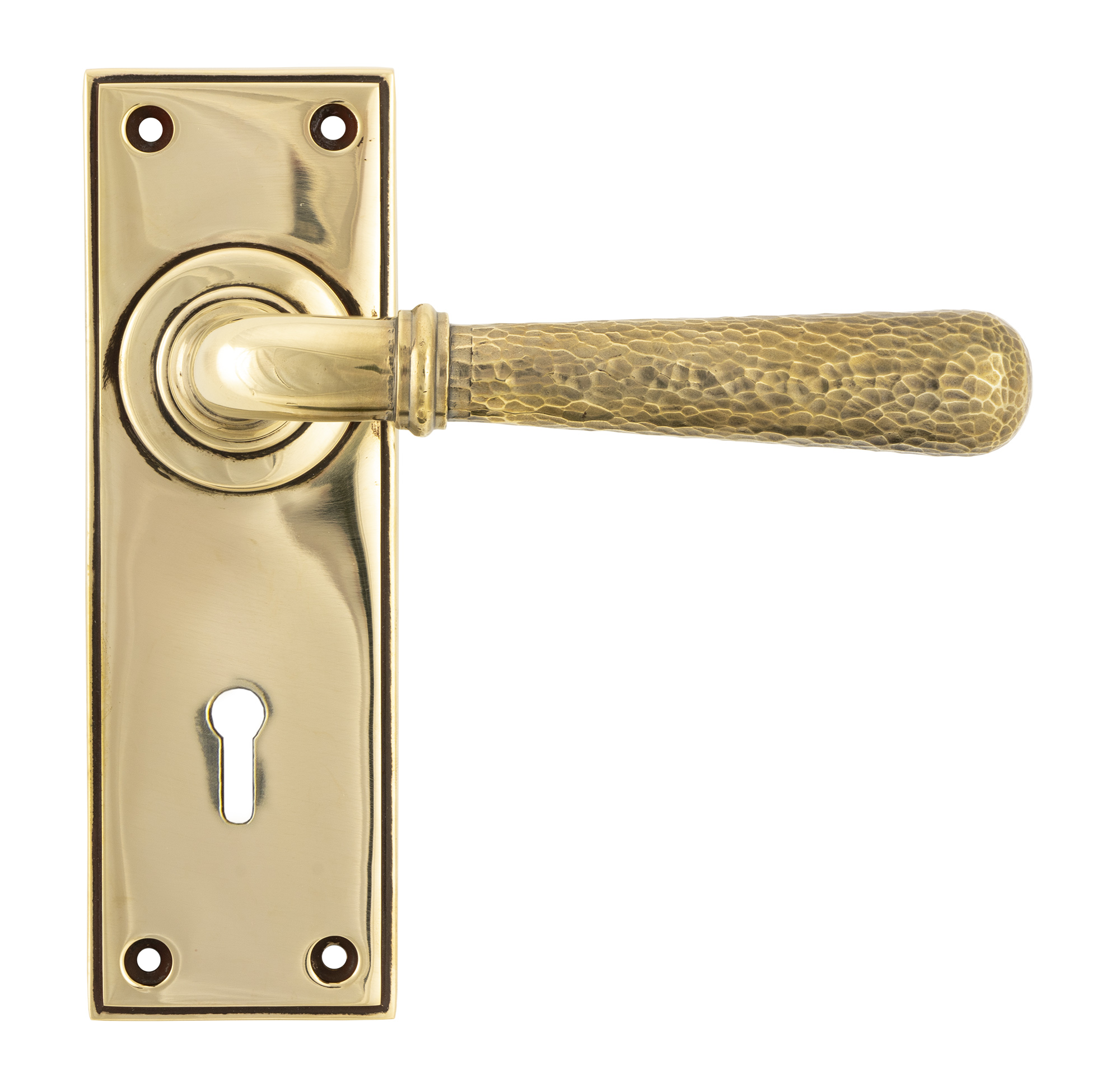 Aged Brass Hammered Newbury Lever Lock Set