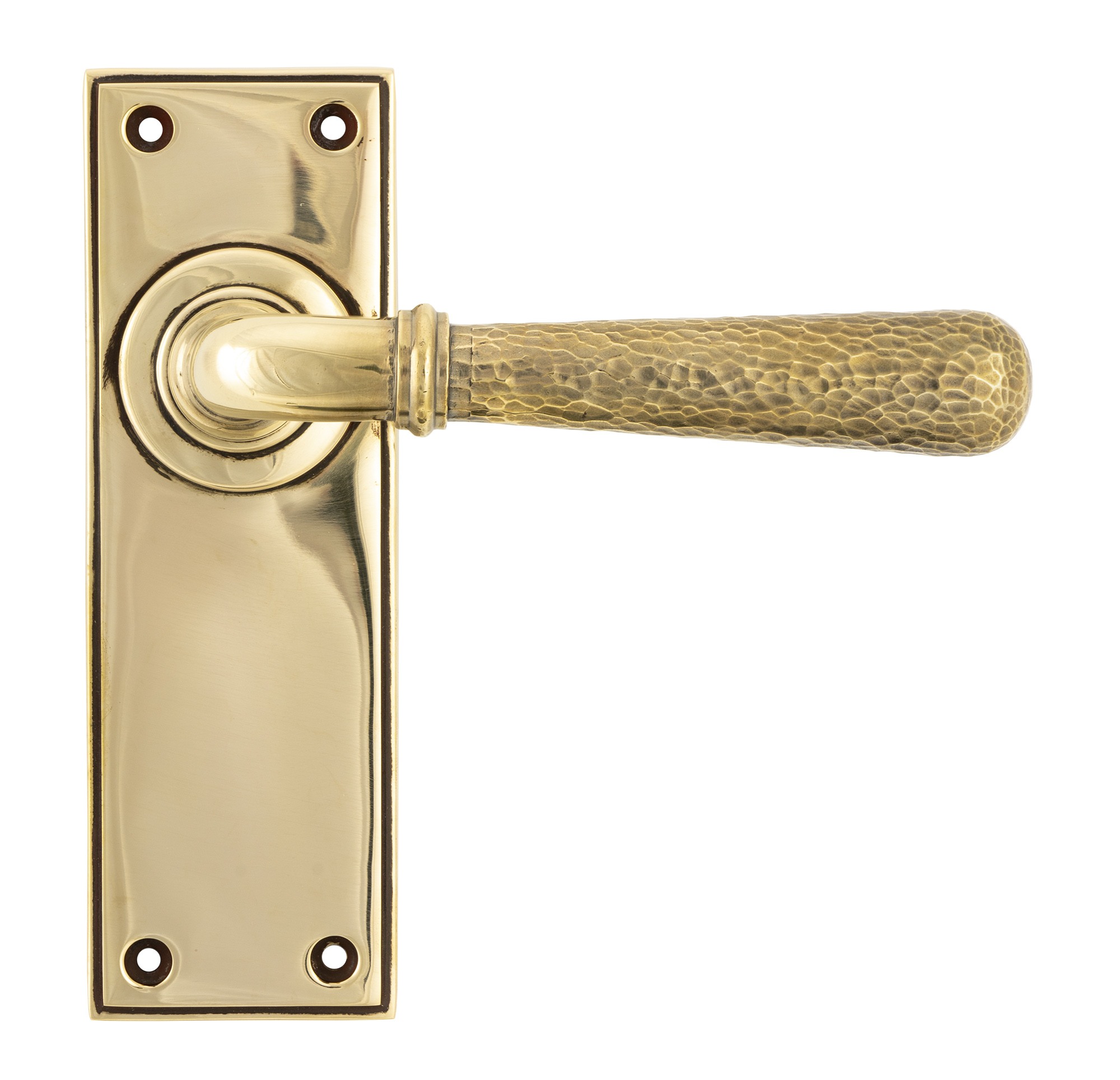 Aged Brass Hammered Newbury Lever Latch Set