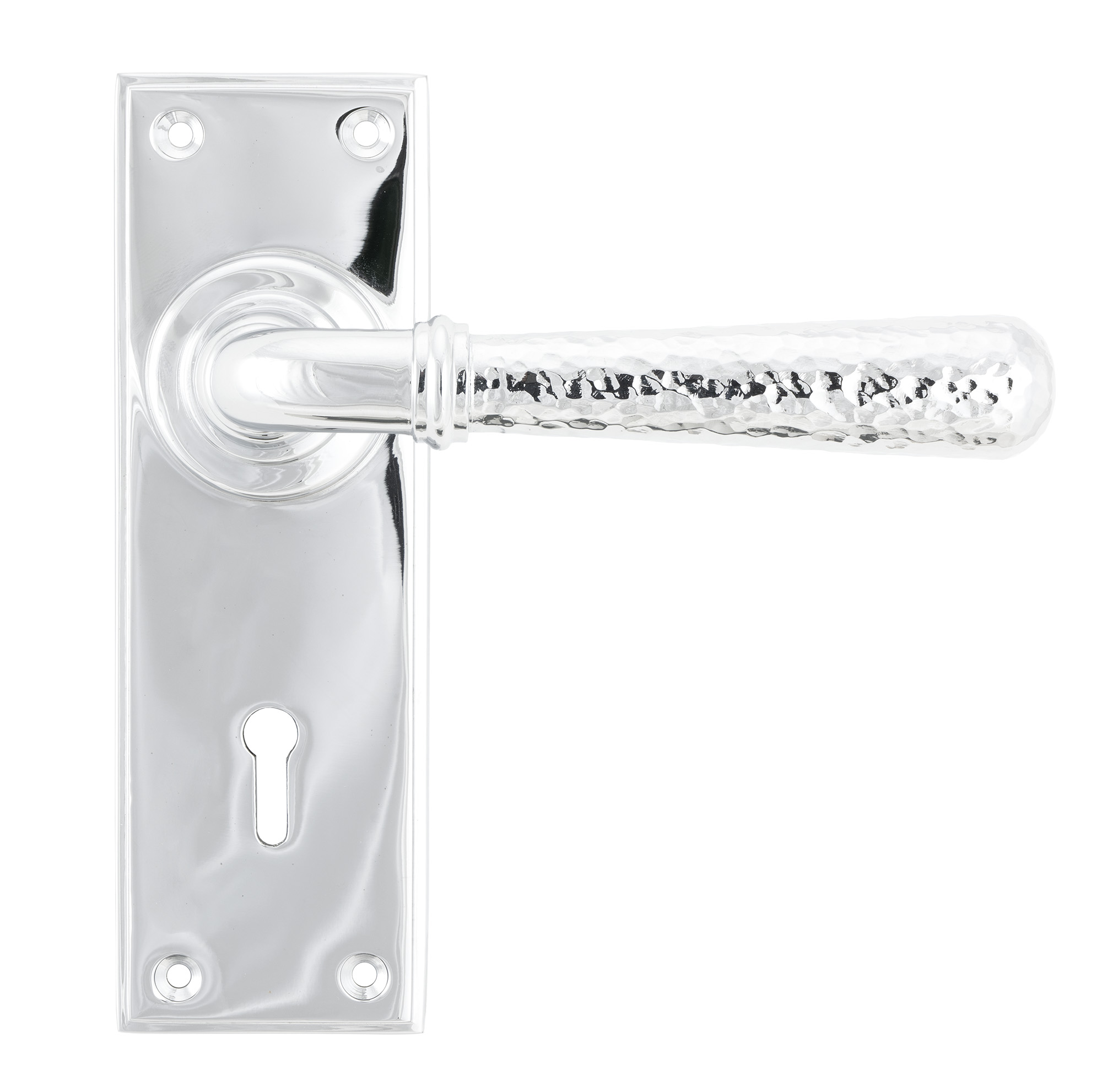 Polished Chrome Hammered Newbury Lever Lock Set