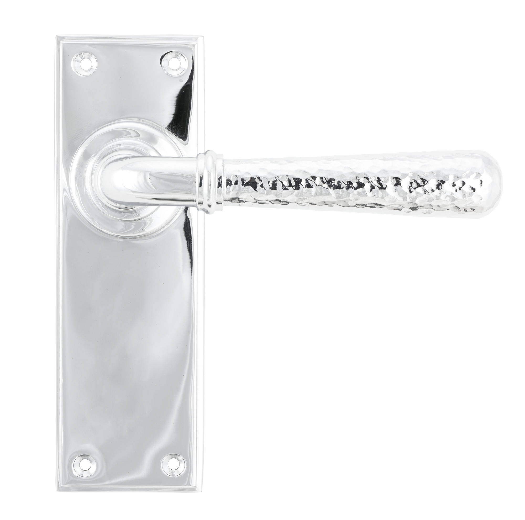 Polished Chrome Hammered Newbury Lever Latch Set