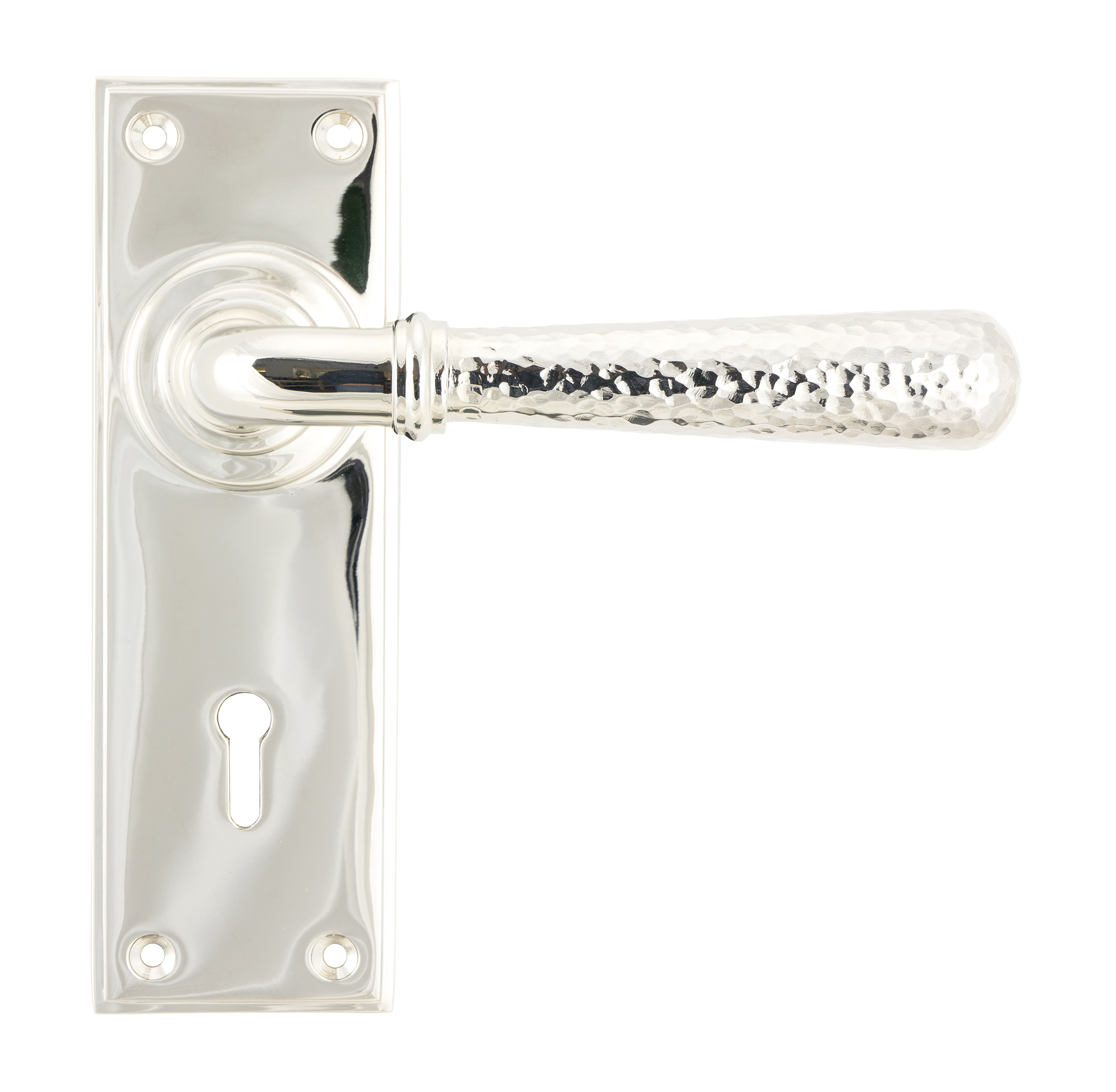 Polished Nickel Hammered Newbury Lever Lock Set