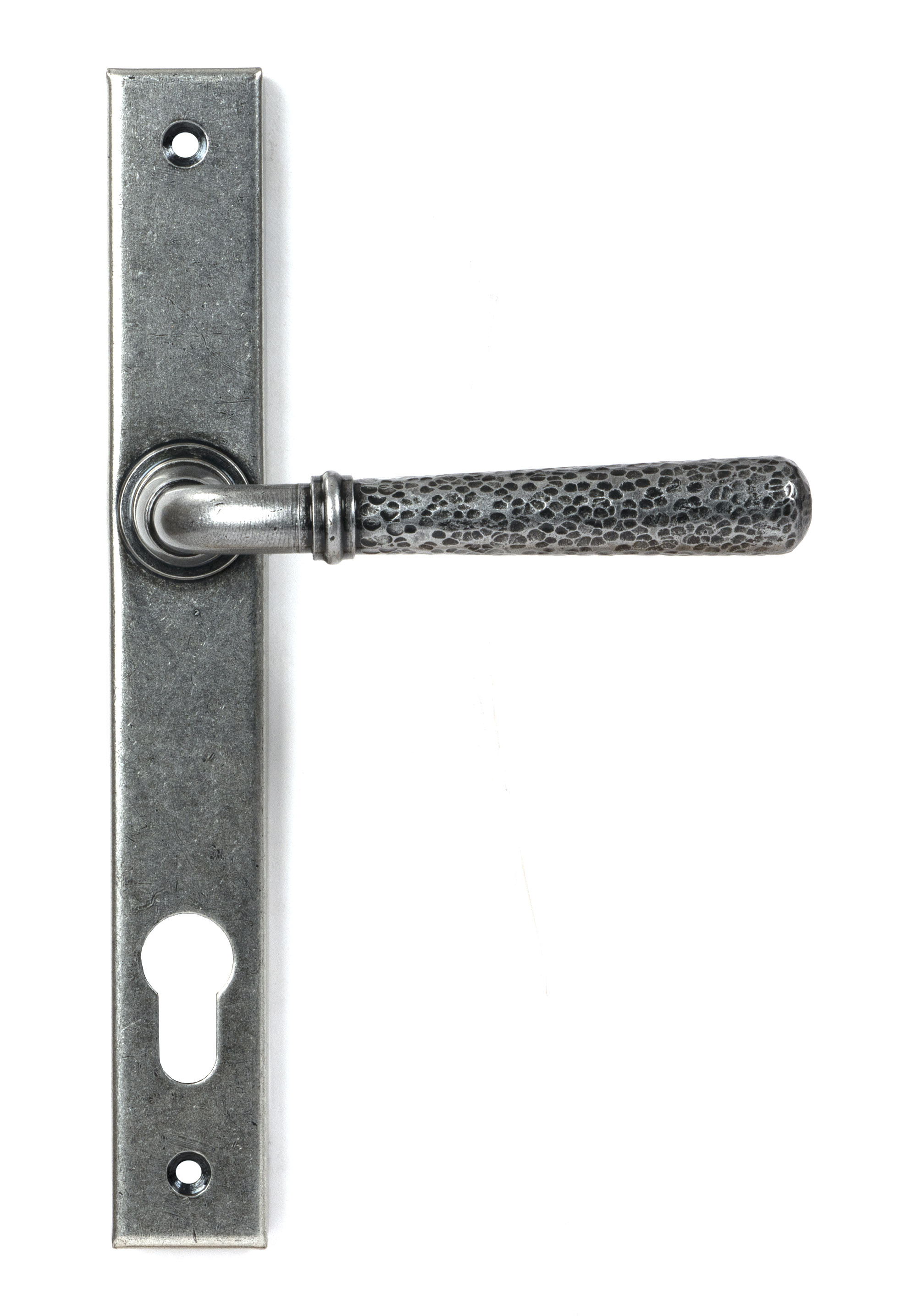 Pewter Hammered Newbury Slimline Espag. Lock Set