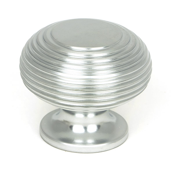 Satin Chrome Beehive Cabinet Knob 40mm