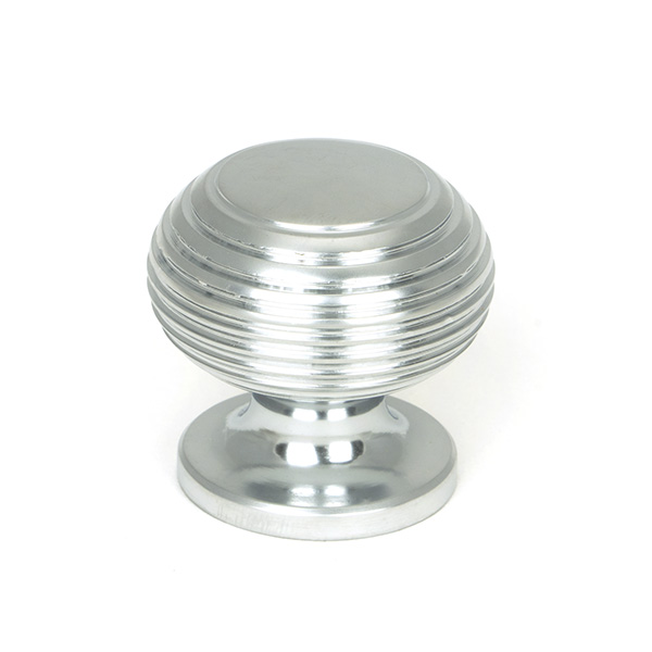 Satin Chrome Beehive Cabinet Knob 30mm