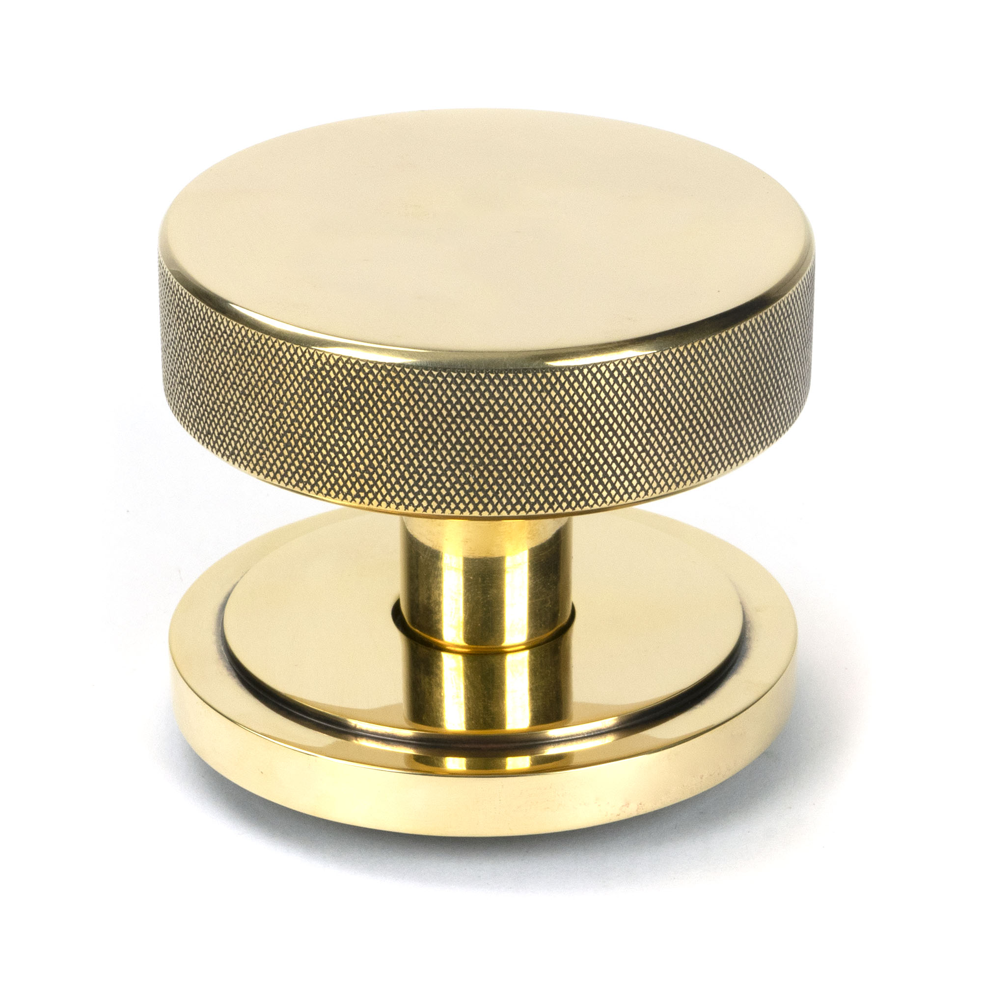 Aged Brass Brompton Centre Door Knob (Art Deco)