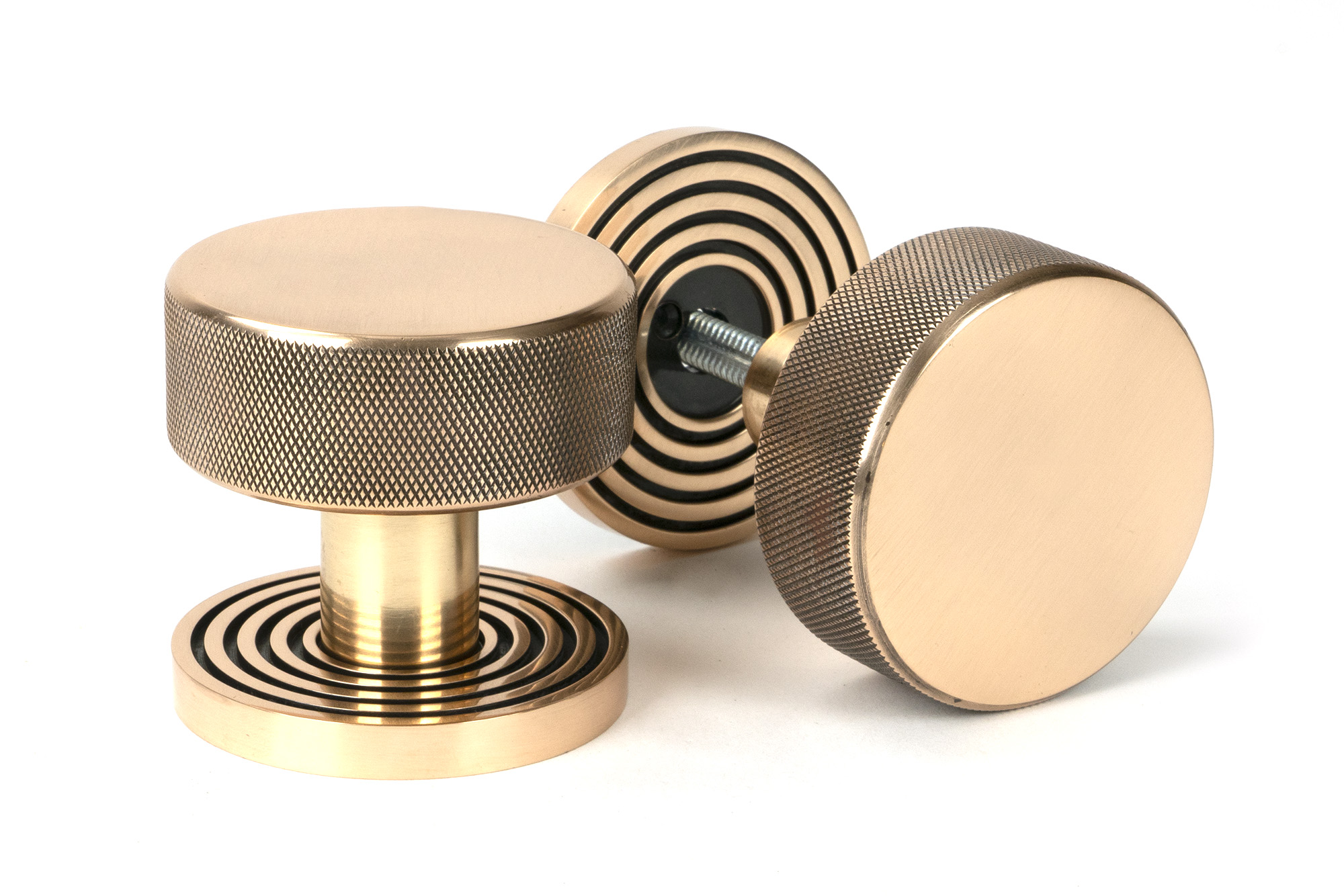 Polished Bronze Brompton Mortice/Rim Knob Set (Beehive)