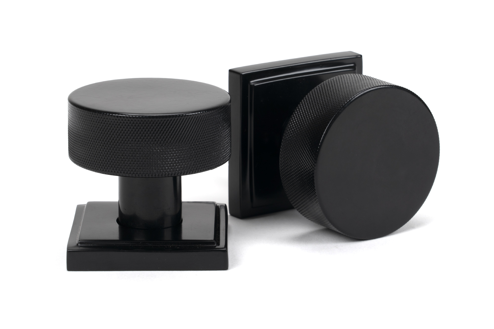 Black Brompton Mortice/Rim Knob Set (Square)