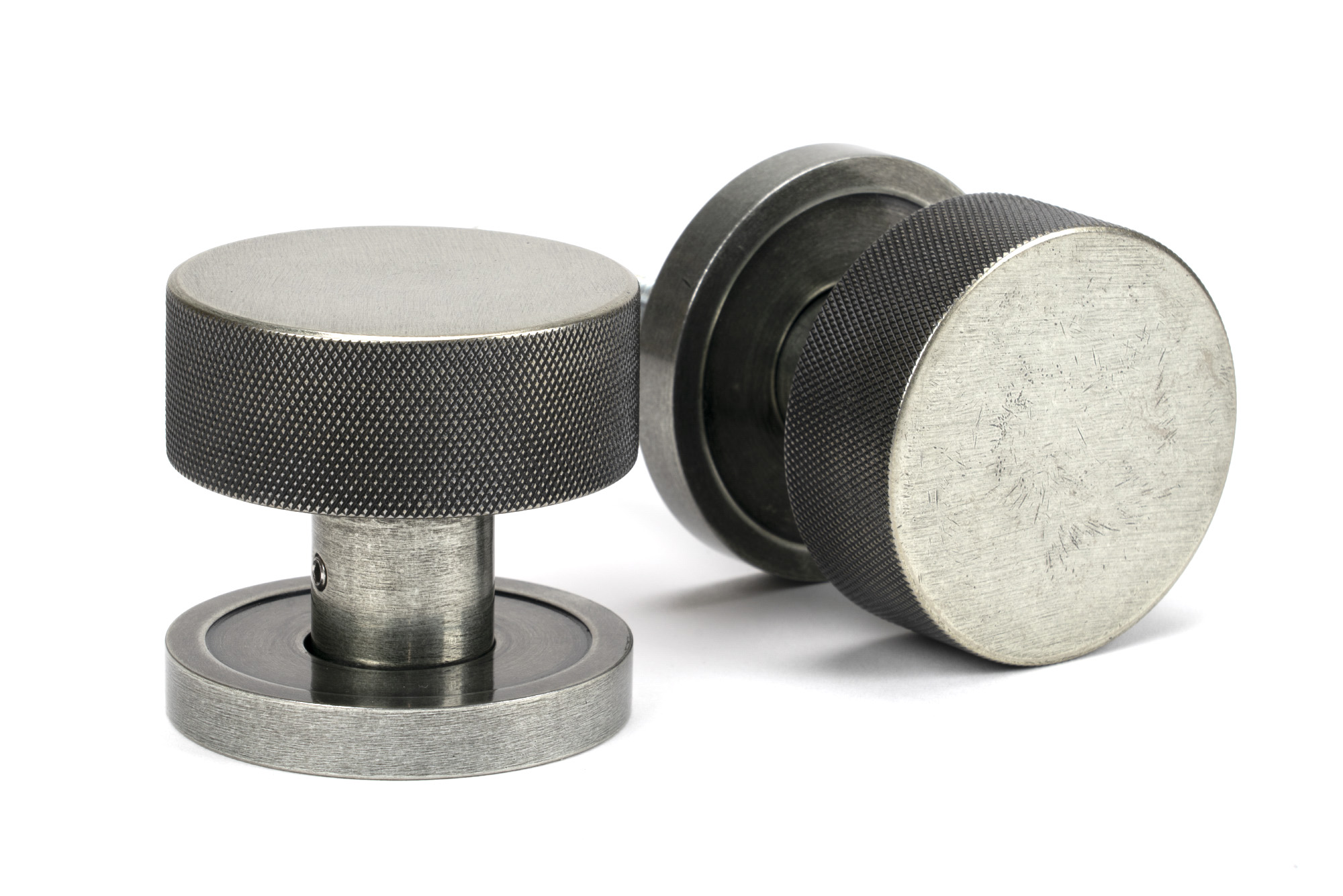 Pewter Brompton Mortice/Rim Knob Set (Plain)