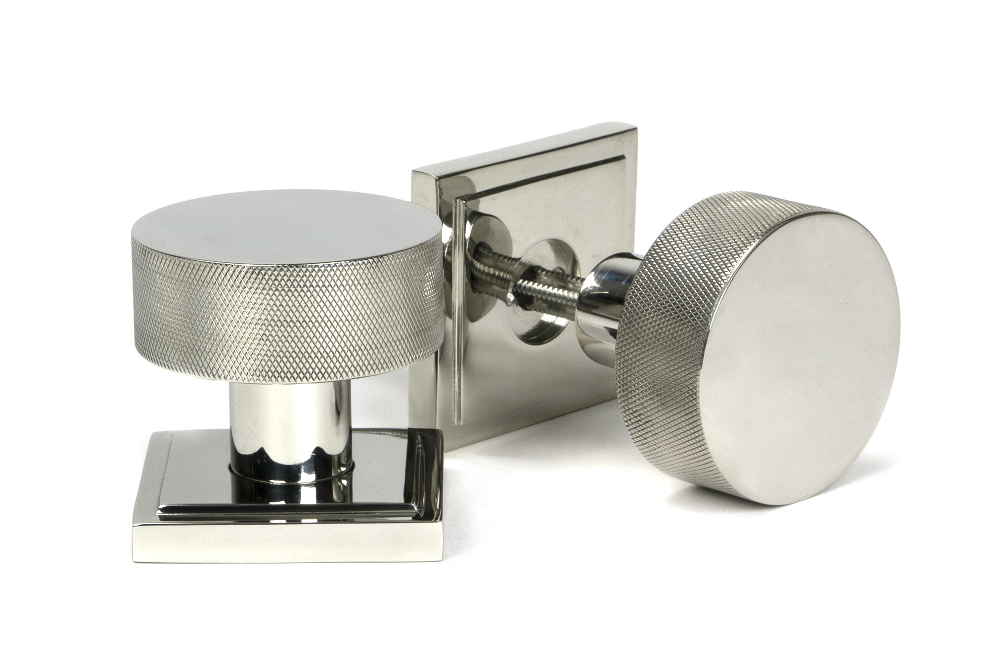 Polished Marine SS (316) Brompton Mortice/Rim Knob Set (Square)