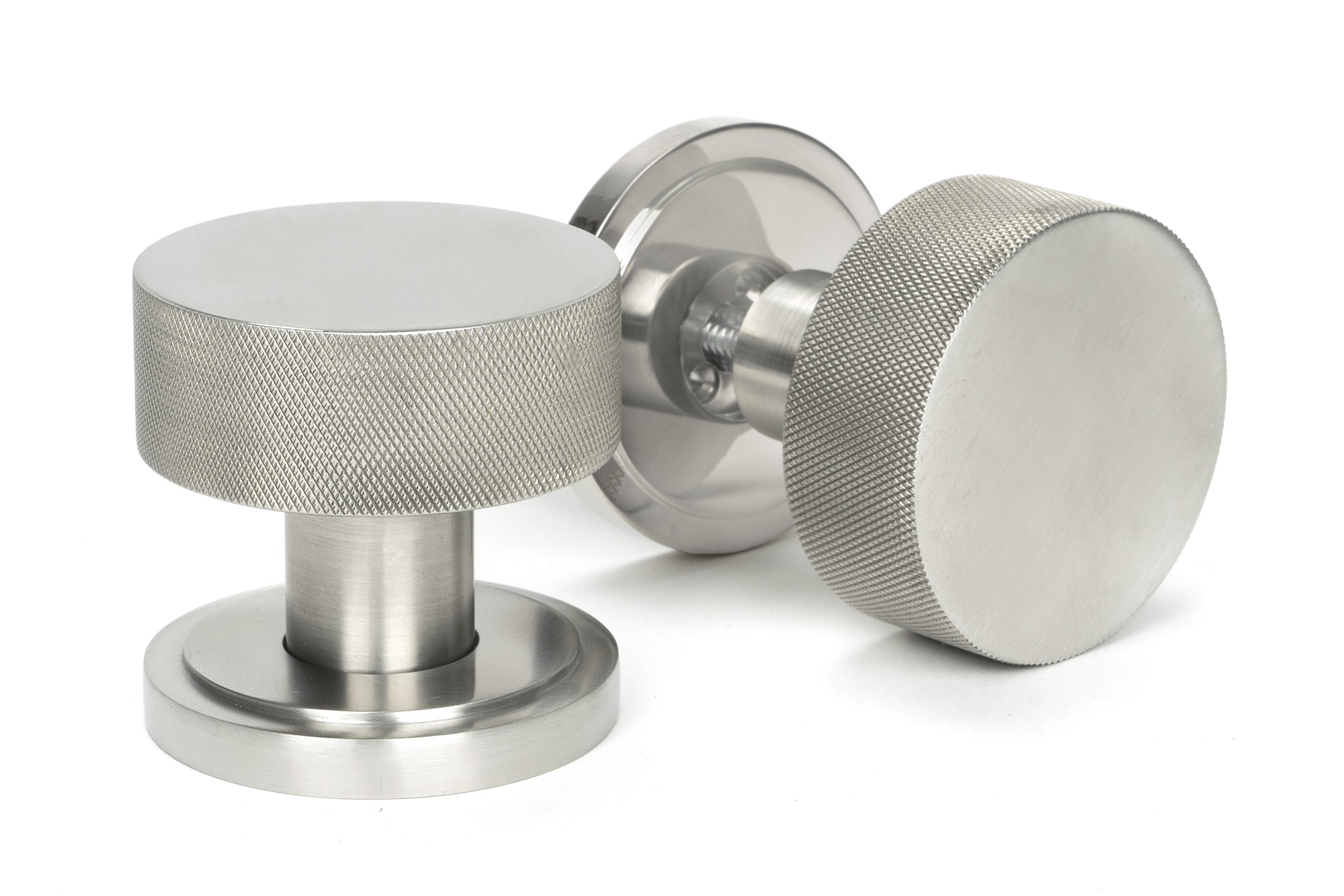 Satin Marine SS (316) Brompton Mortice/Rim Knob Set (Art Deco)