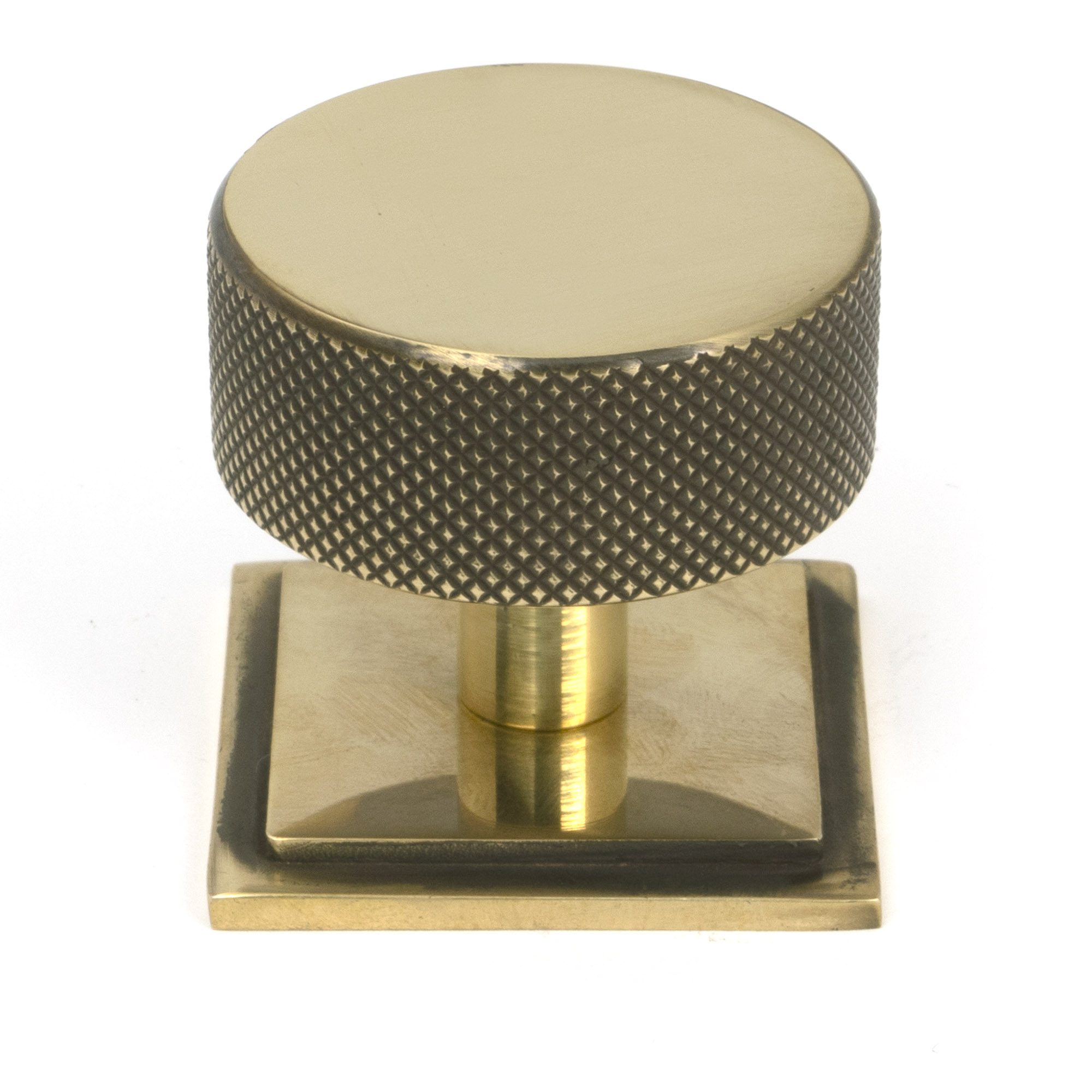 Aged Brass Brompton Cabinet Knob - 38mm (Square)