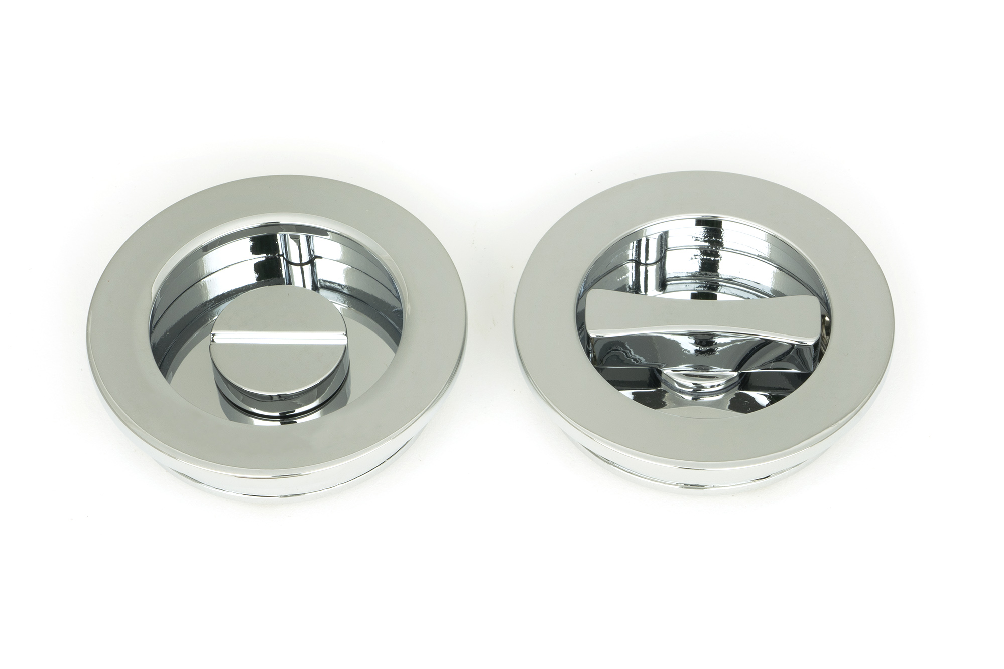 Polished Chrome 60mm Plain Round Pull - Privacy Set