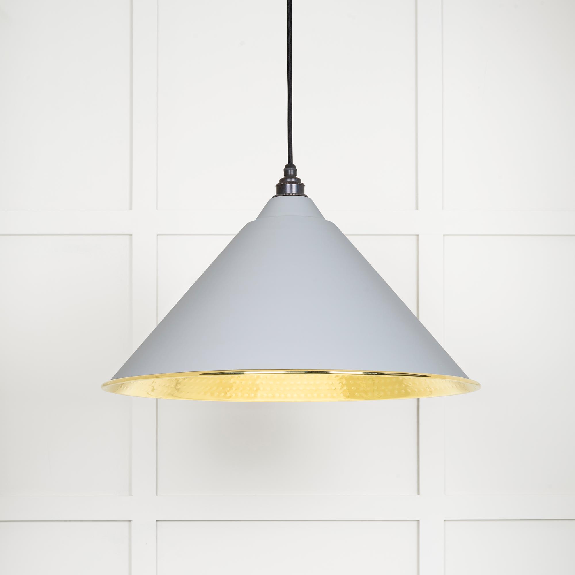Hammered Brass Hockley Pendant in Birch