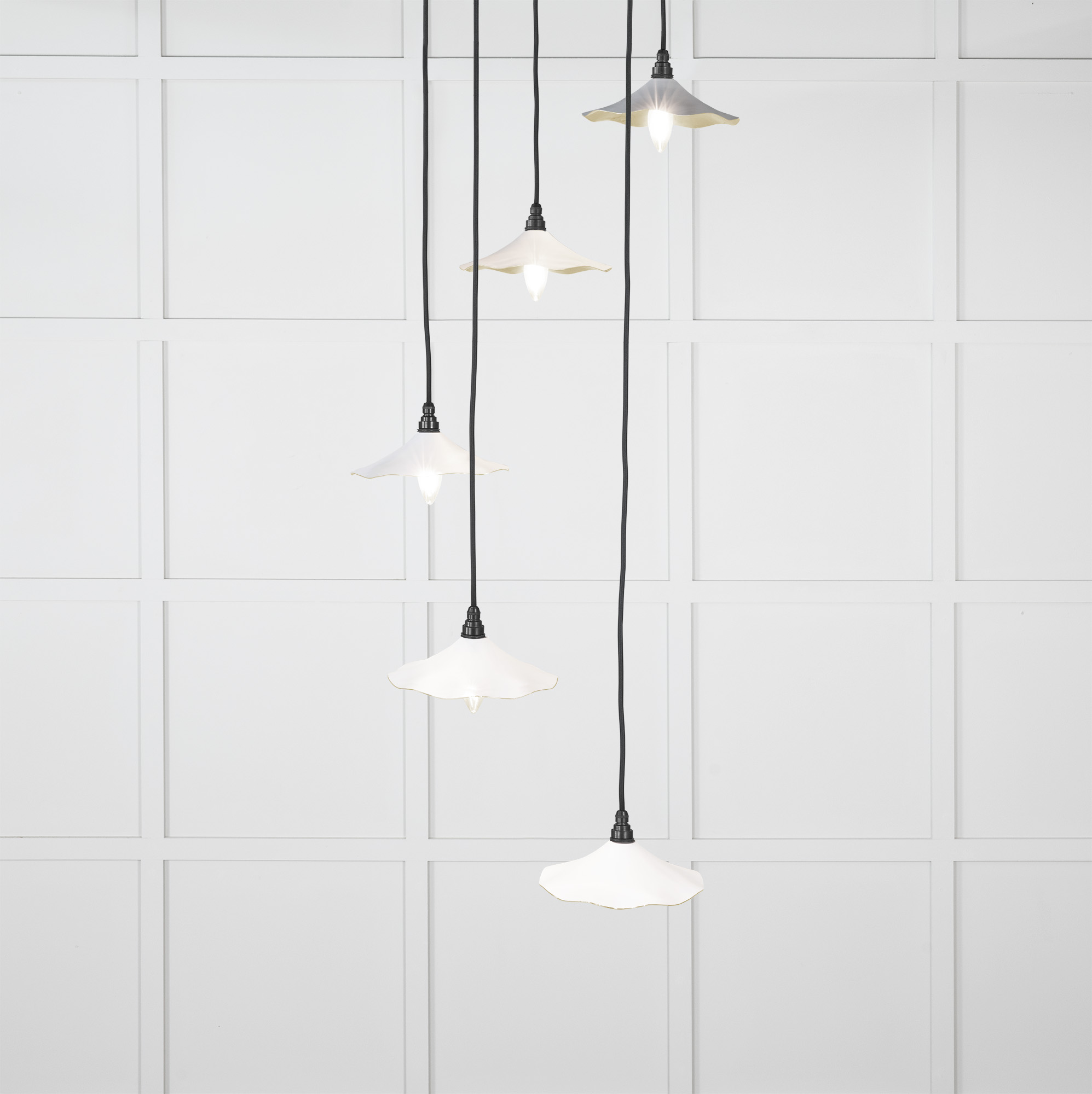 Smooth Brass Flora Cluster Pendant in Flock