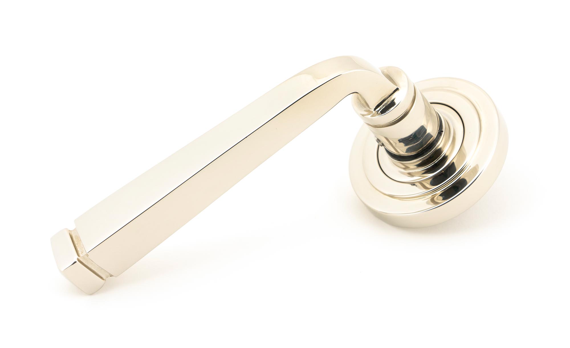 Polished Nickel Avon Round Lever on Rose Set (Art Deco) - Unsprung