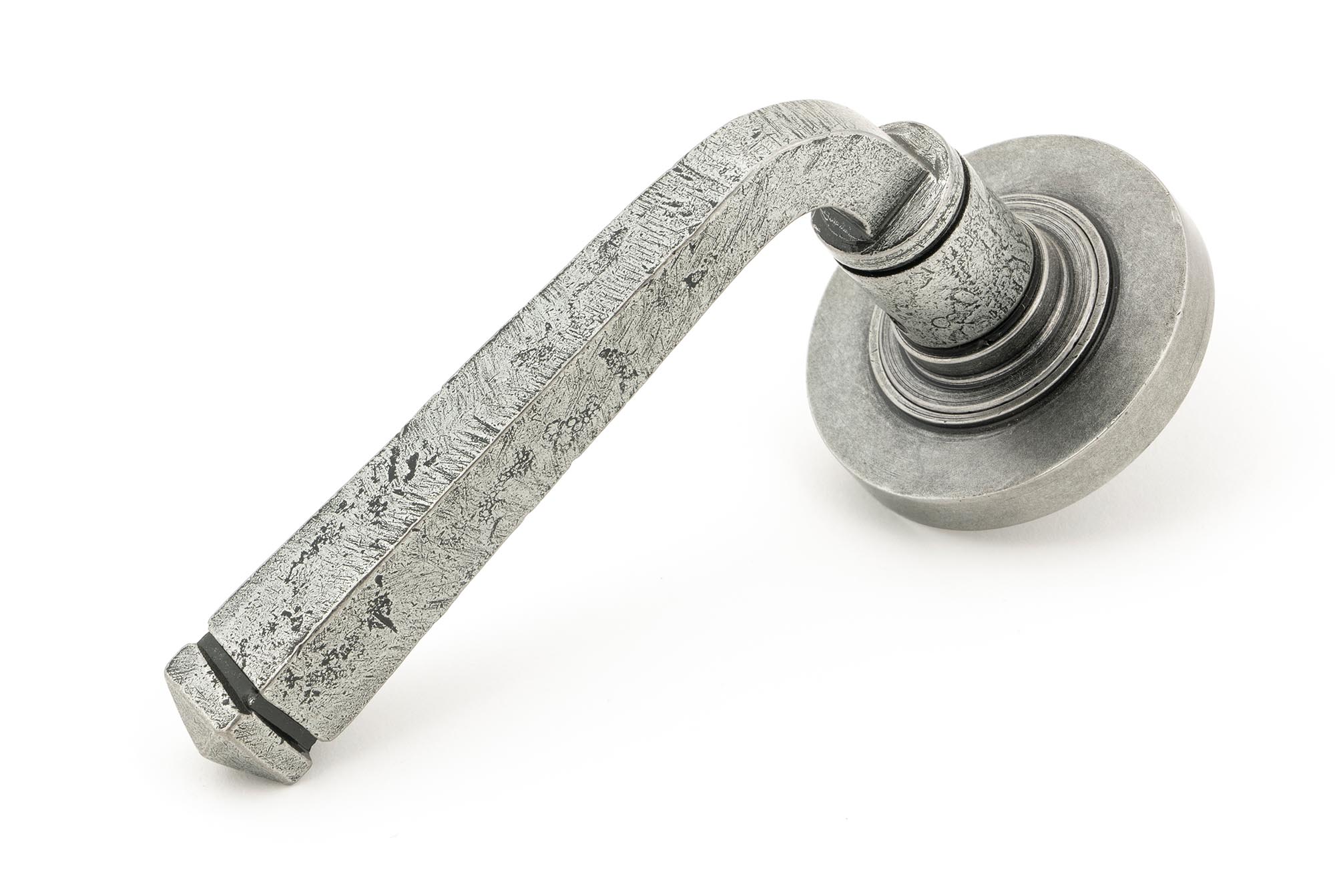 Pewter Avon Round Lever on Rose Set (Plain) - Unsprung