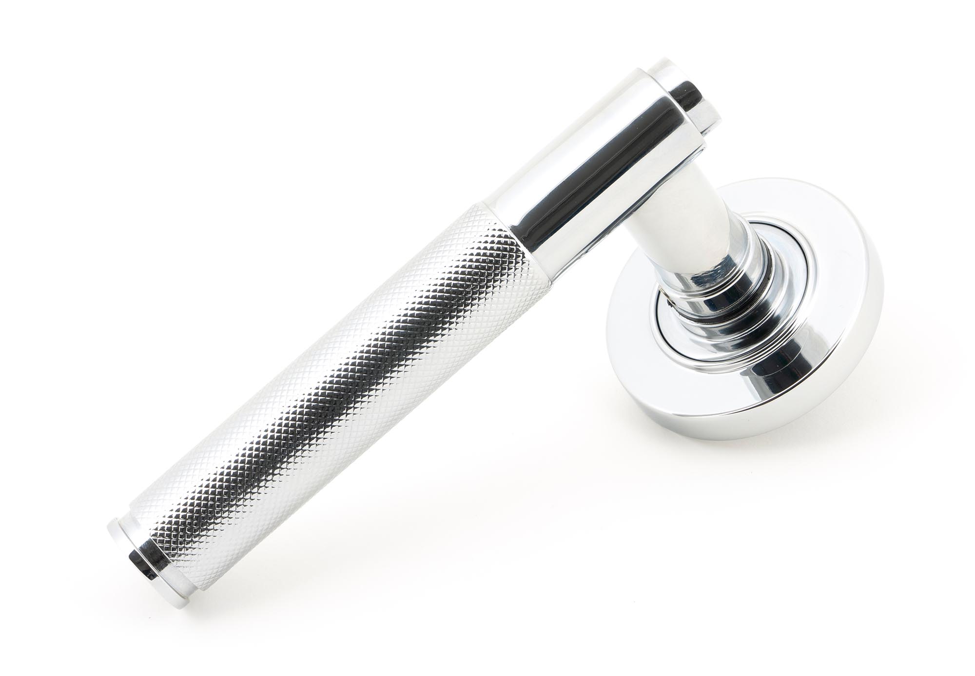 Polished Chrome Brompton Lever on Rose Set (Plain) - Unsprung