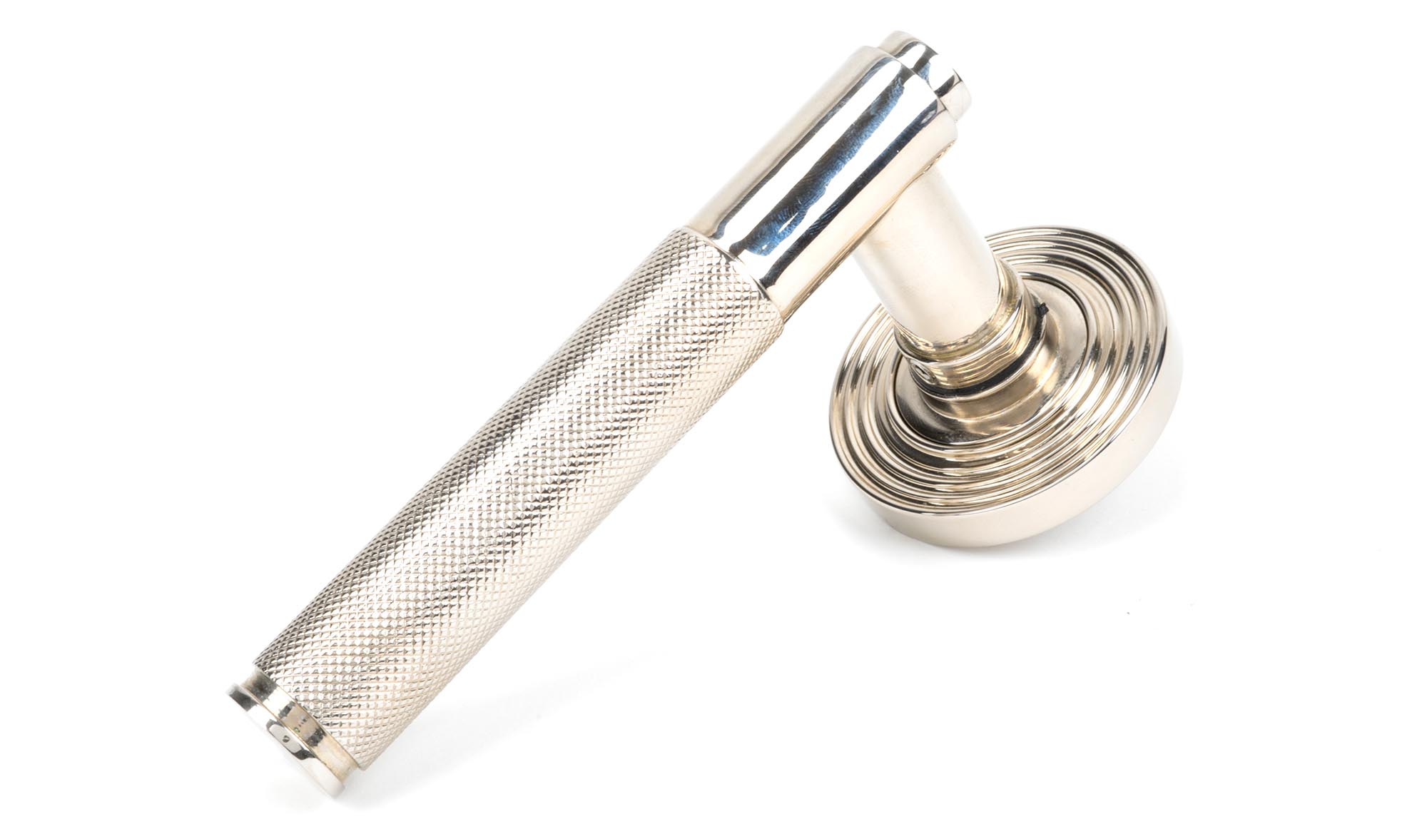 Polished Nickel Brompton Lever on Rose Set (Beehive) - Unsprung