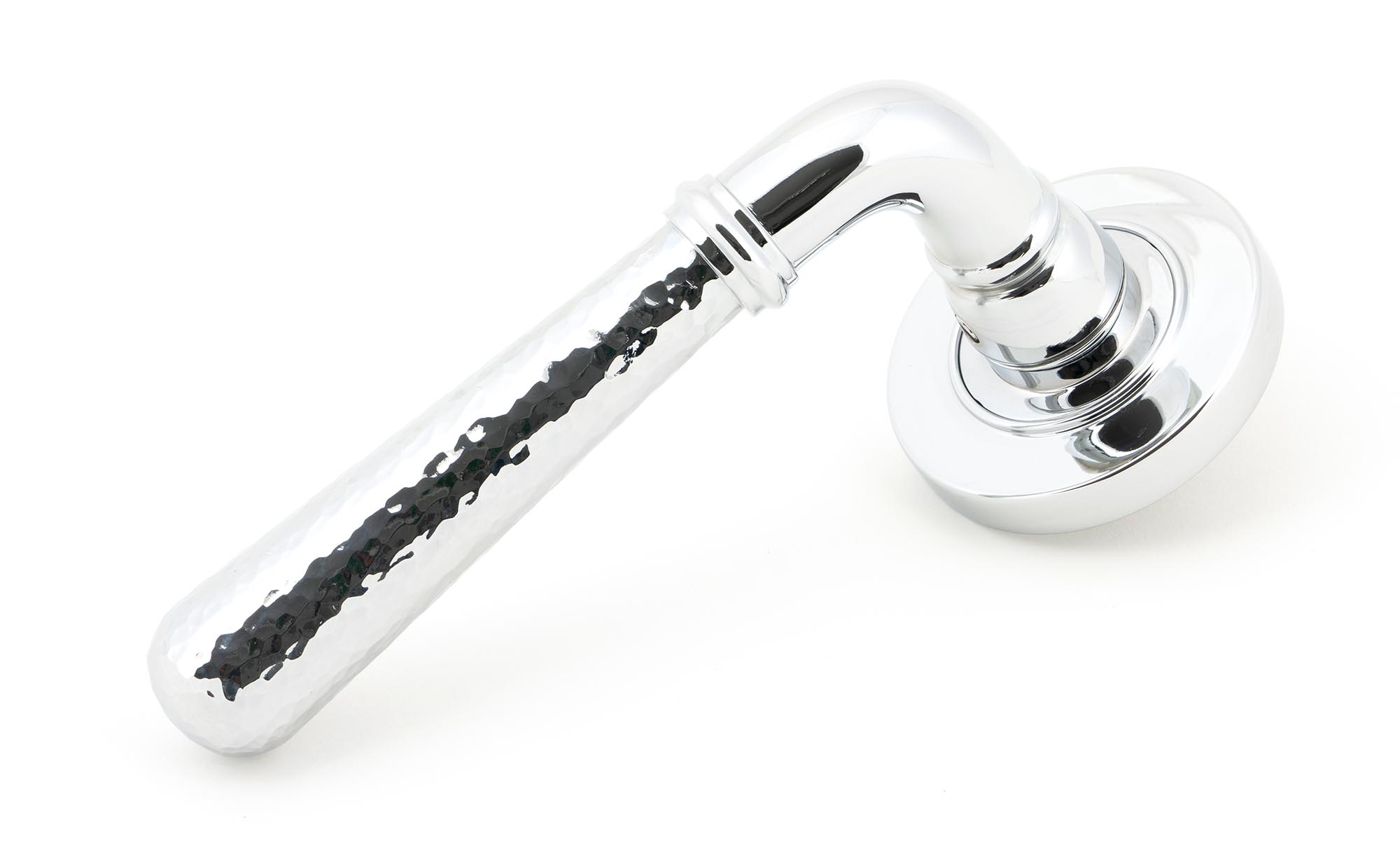 Polished Chrome Hammered Newbury Lever on Rose Set (Plain) - Unsprung