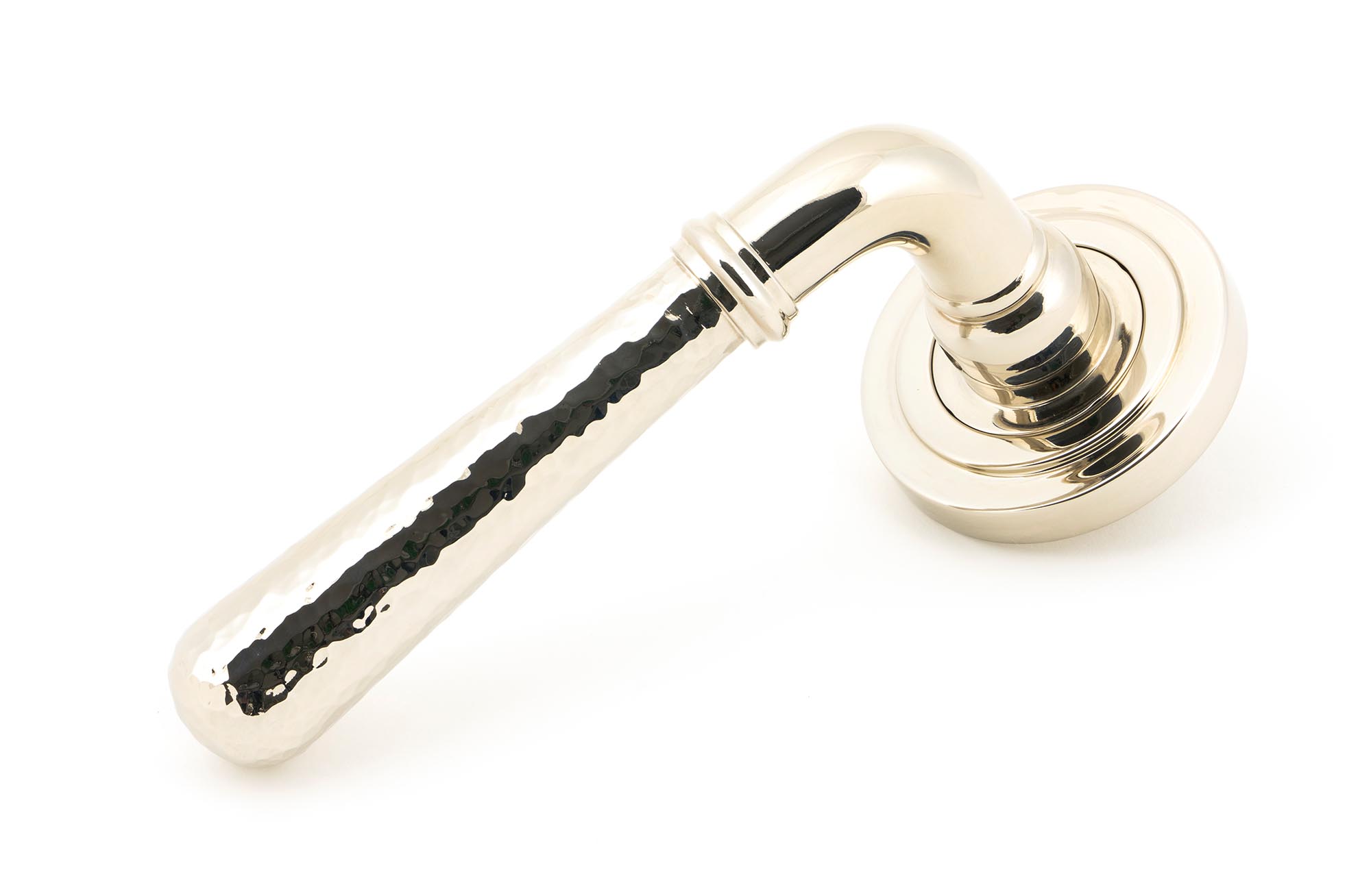 Polished Nickel Hammered Newbury Lever on Rose Set (Art Deco) Unsprung