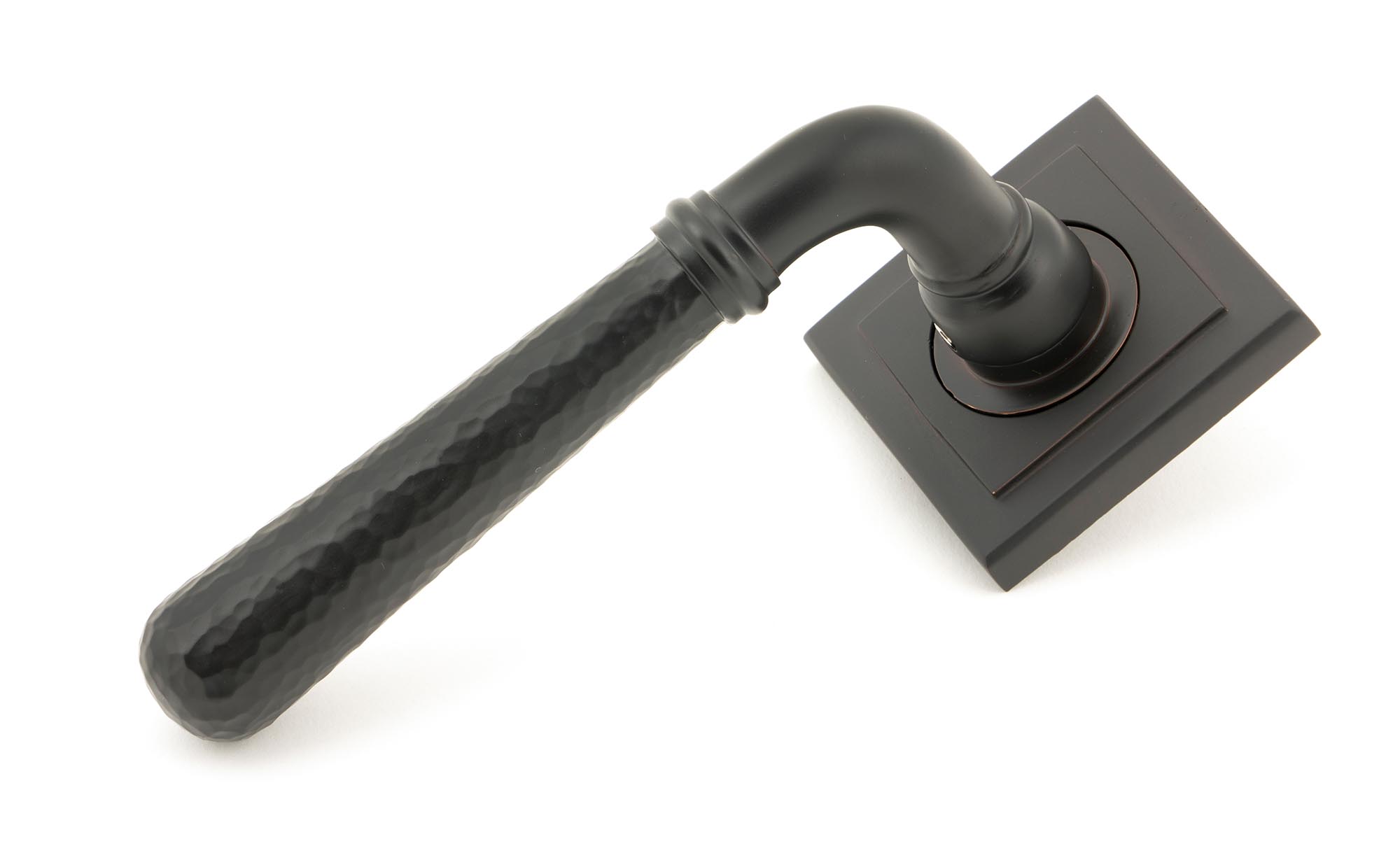 Aged Bronze Hammered Newbury Lever on Rose Set (Square) - Unsprung