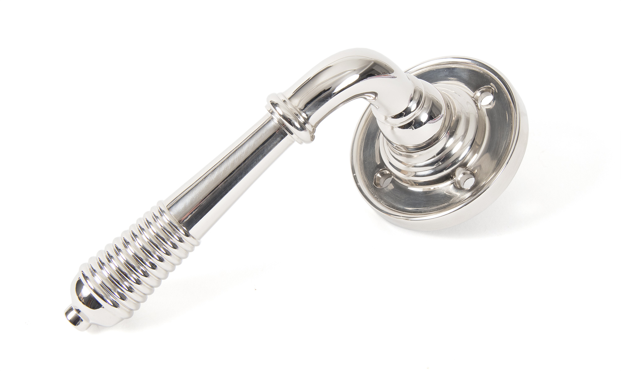 Polished Nickel Reeded Lever on Rose Set - Unsprung