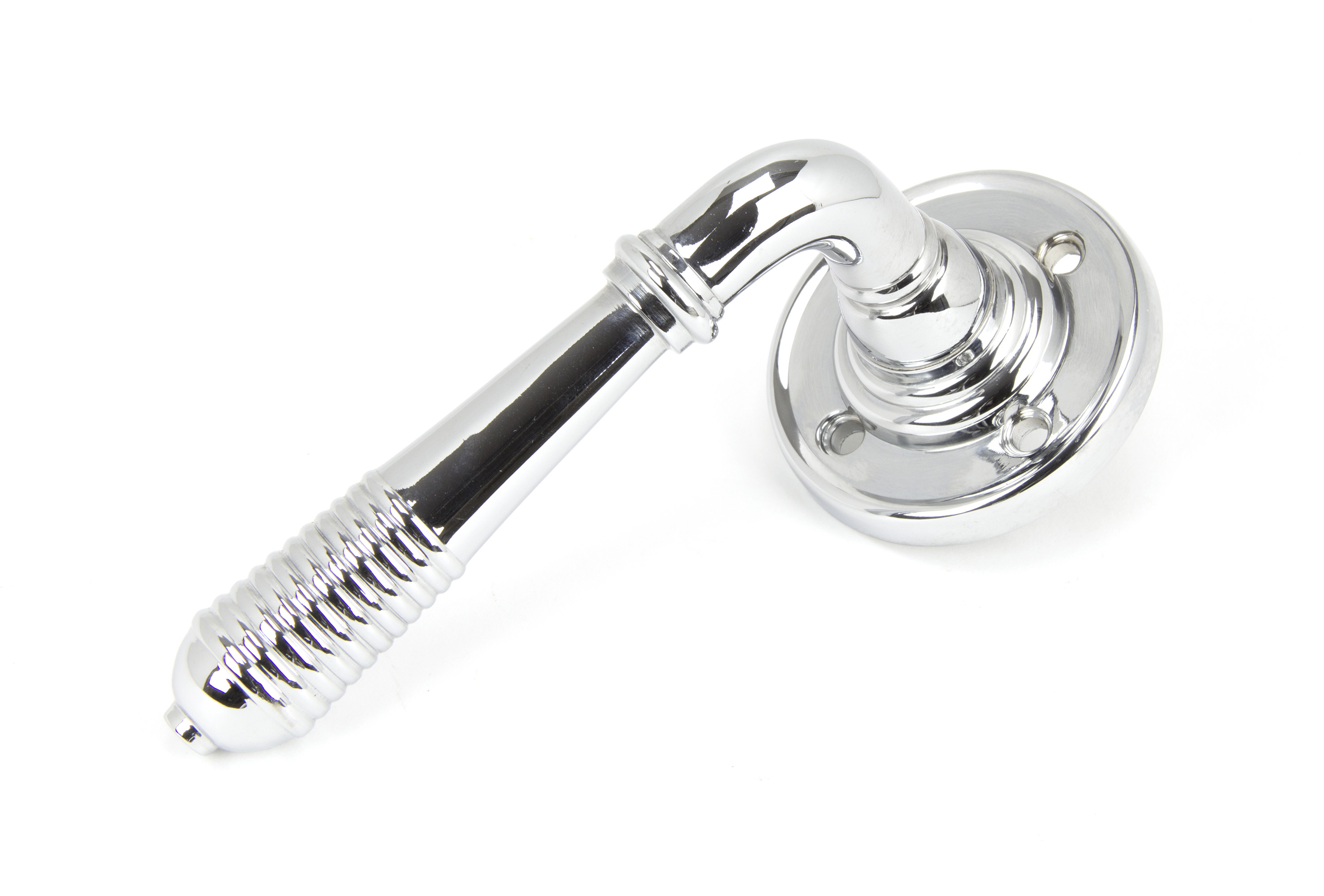 Polished Chrome Reeded Lever on Rose Set - Unsprung